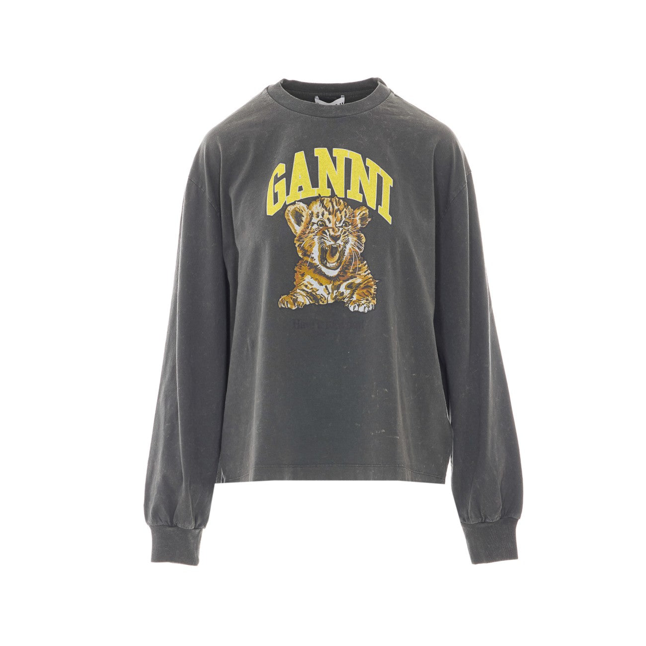 Ganni Women Logo Long Sleeves T-Shirt With Future Tiger Print GANNI