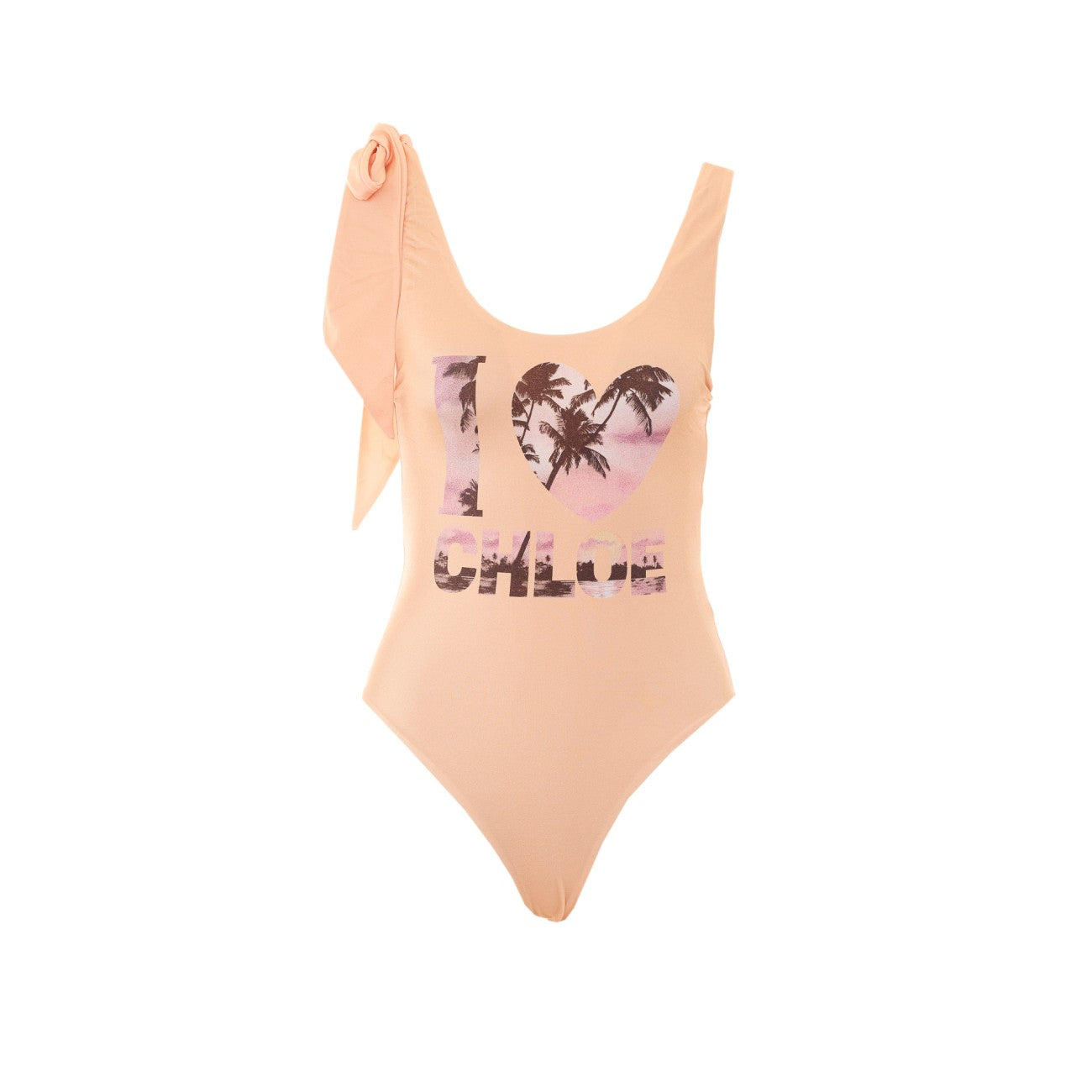 Chloe' Women Logo One Piece Swimwear With Knotted Shoulder CHLOE
