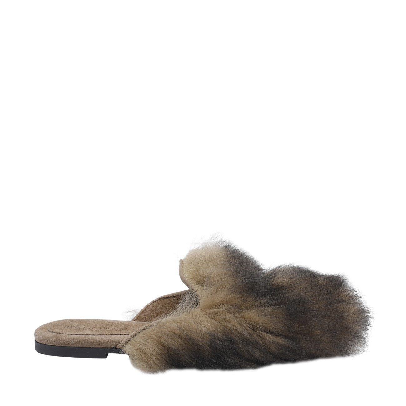 Dolce&Gabbana Women Logo Shearling And Suede Slippers DOLCE & GABBANA