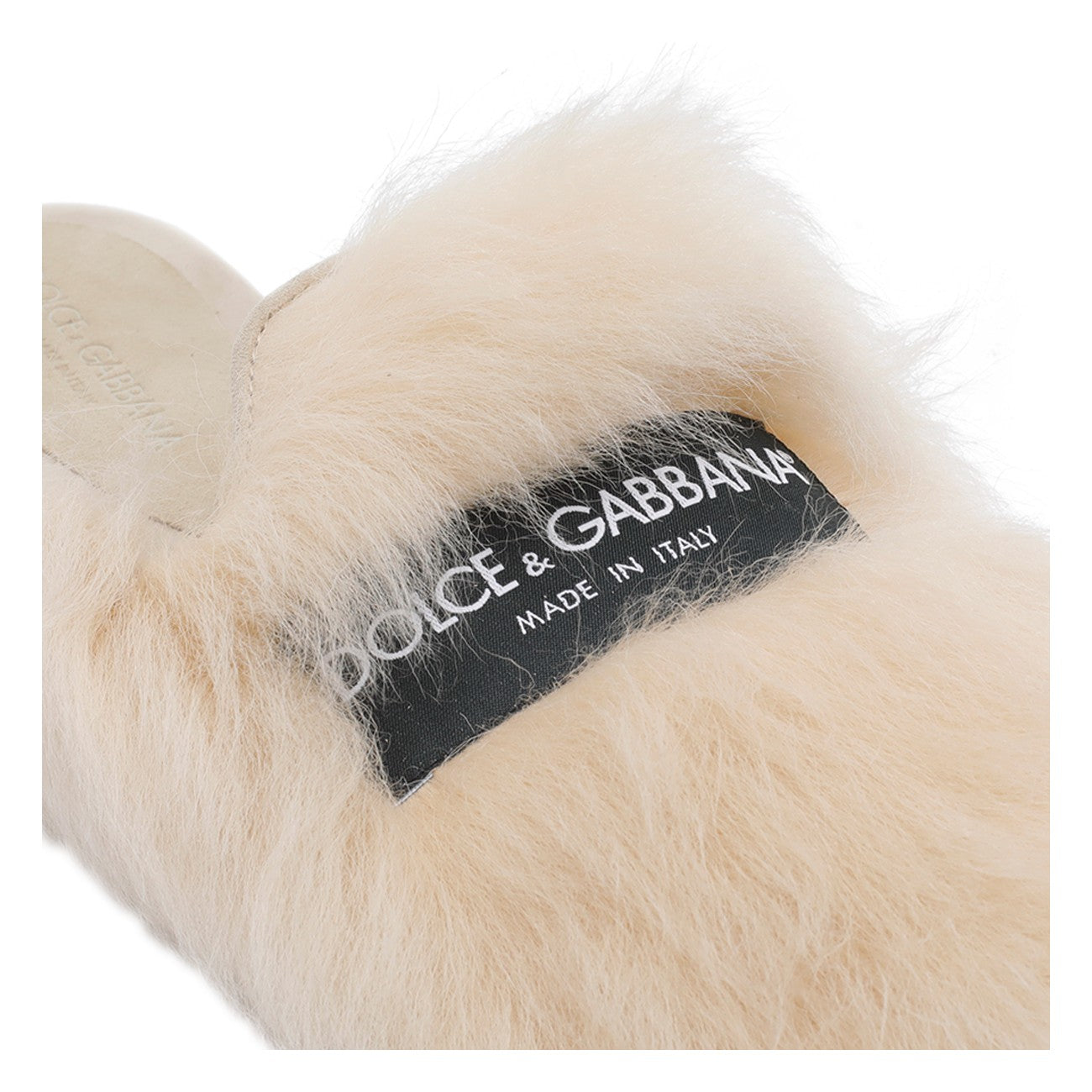Dolce&Gabbana Women Logo Shearling And Suede Slippers DOLCE & GABBANA