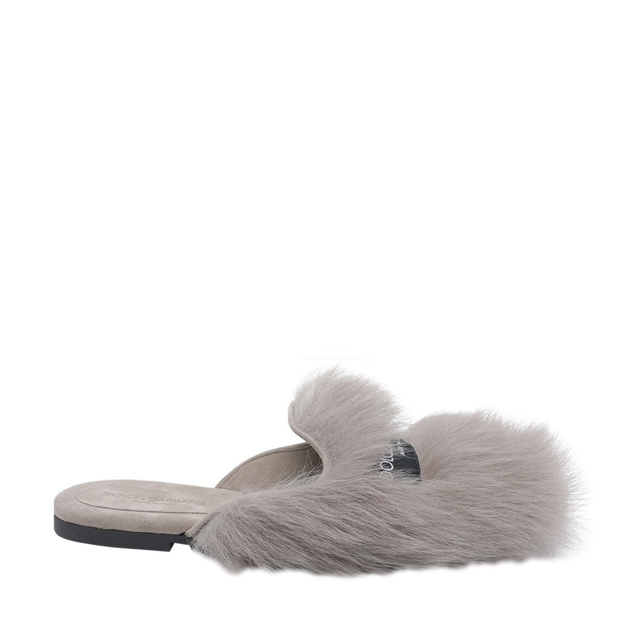Dolce&Gabbana Women Logo Shearling And Suede Slippers DOLCE & GABBANA