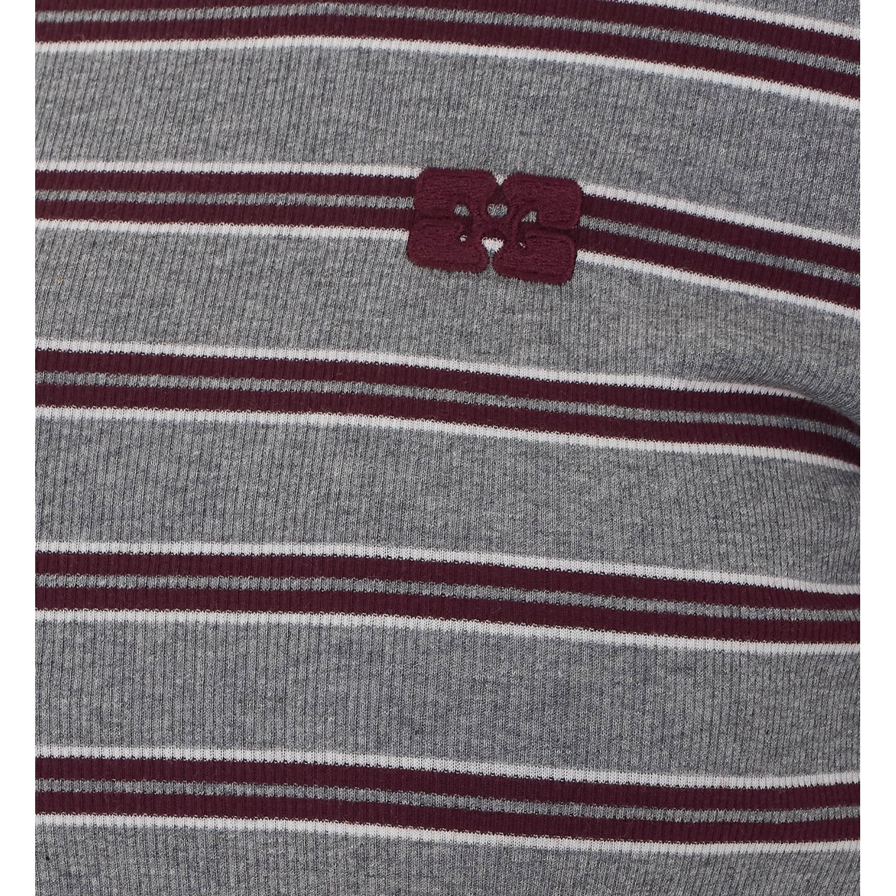 Ganni Women Logo Striped Long Sleeves Top GANNI