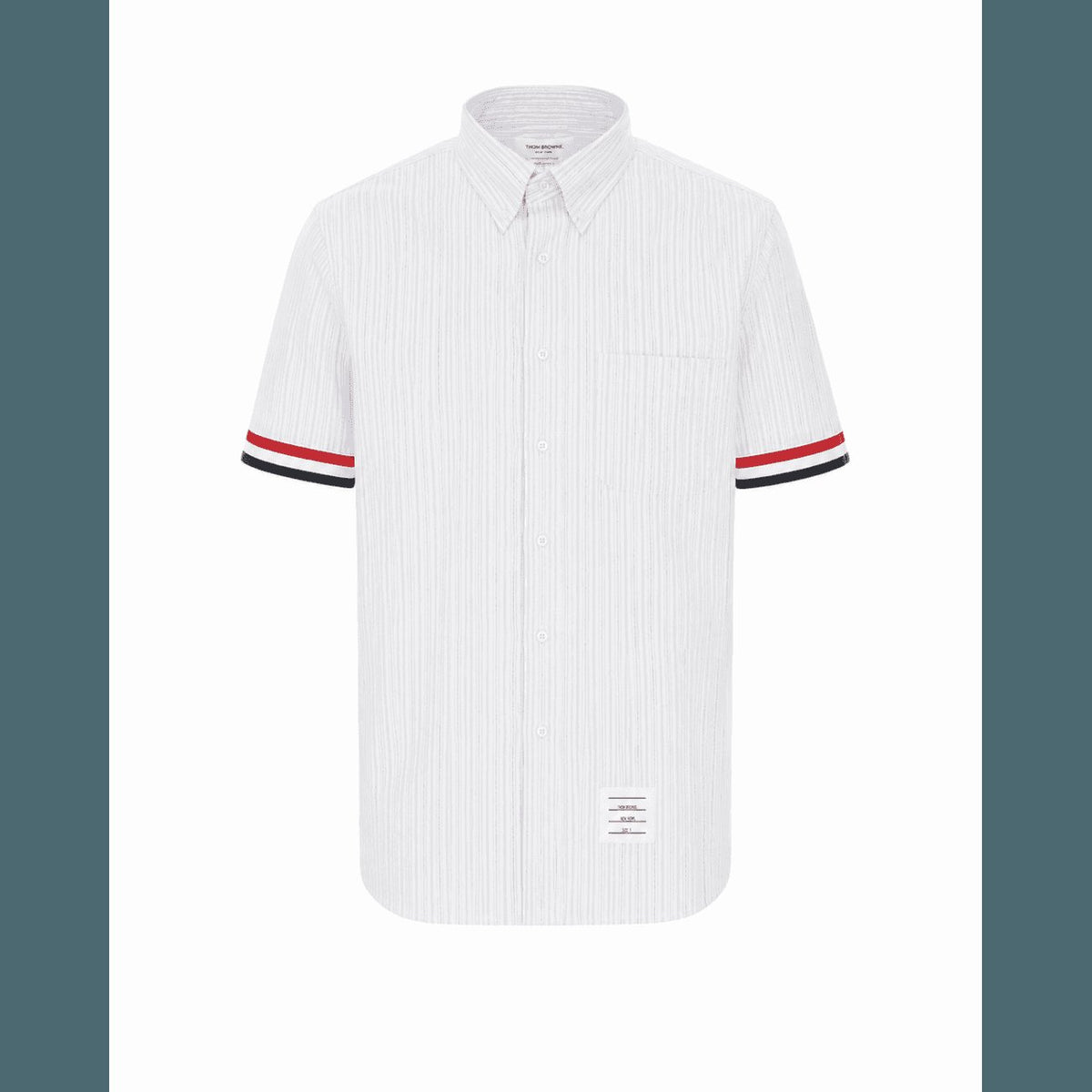 Thom Browne Men Logo Striped Oxford Short Sleeves Shirt THOM BROWNE