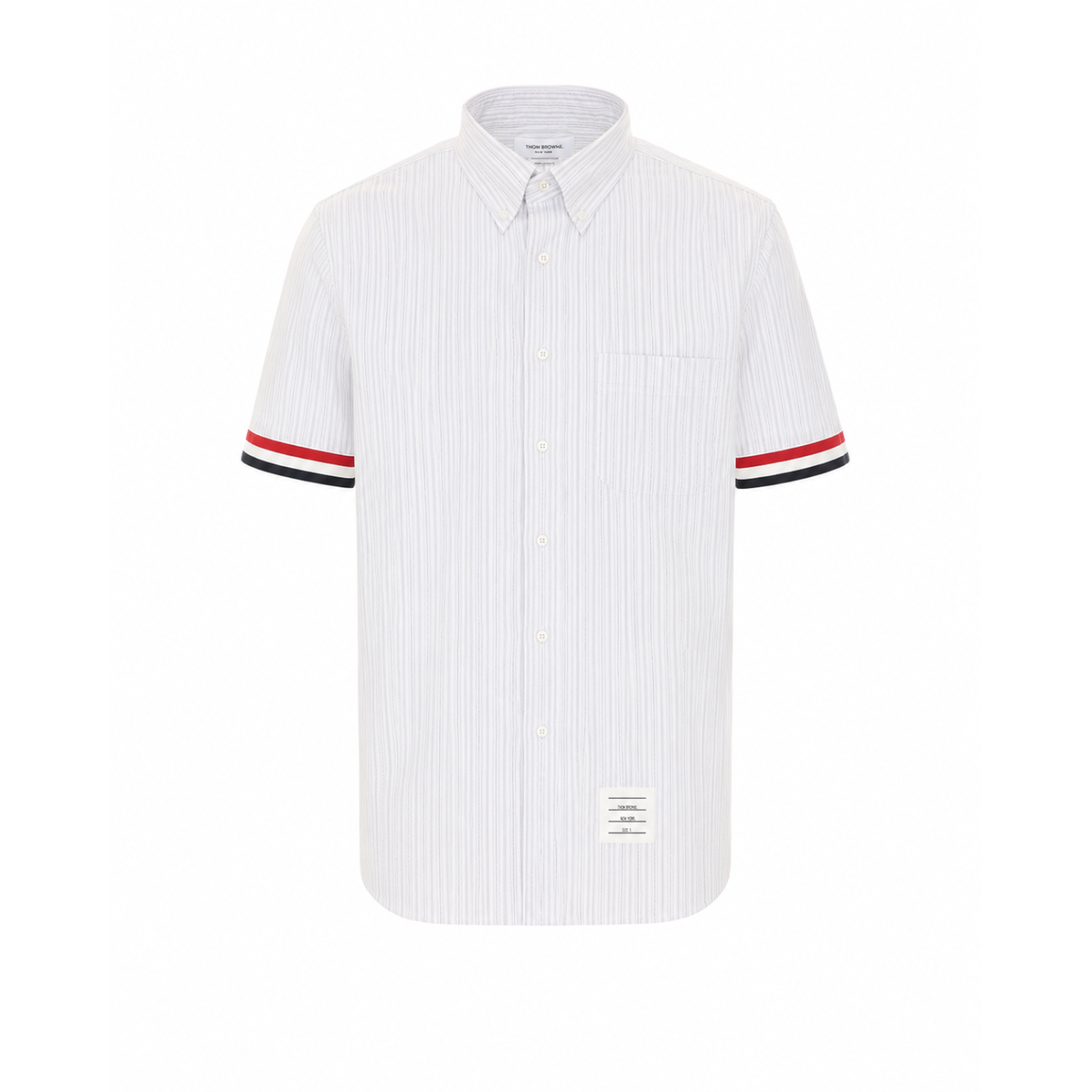 Thom Browne Men Logo Striped Oxford Short Sleeves Shirt THOM BROWNE