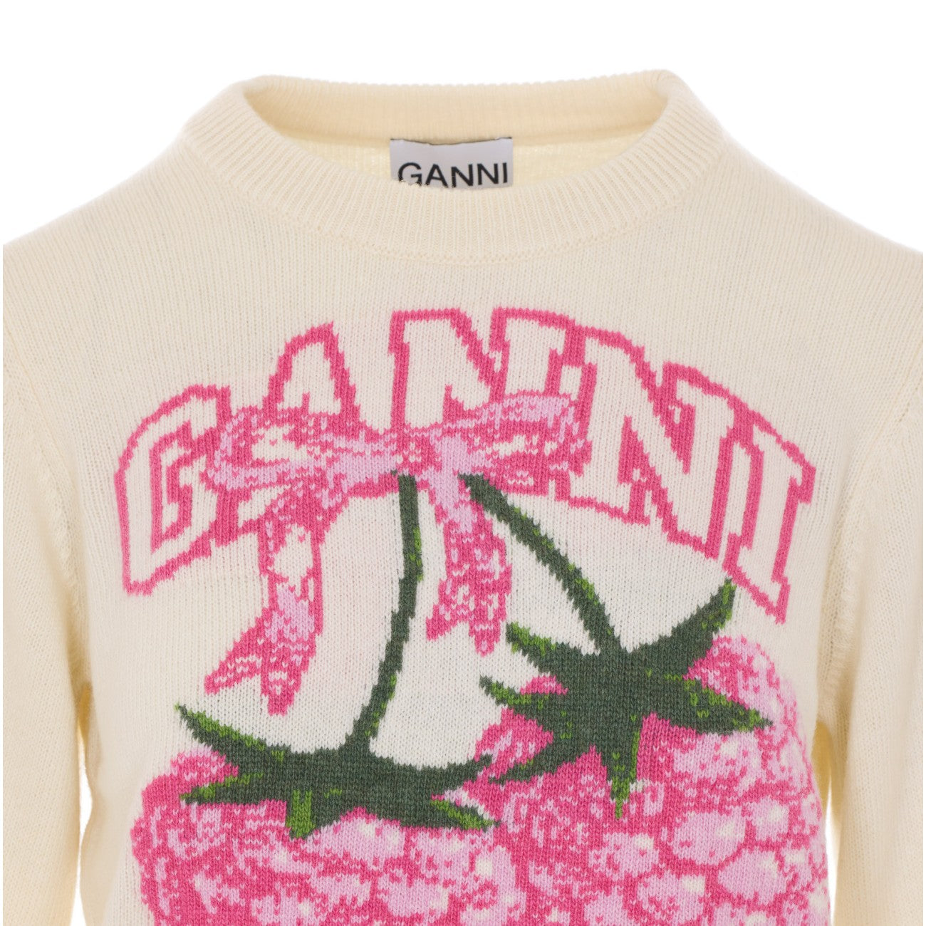 Ganni Women Logo Sweater With Raspberry Print GANNI