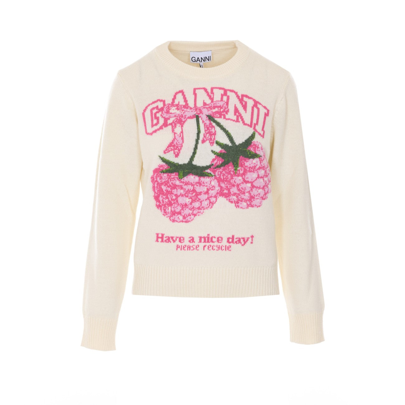 Ganni Women Logo Sweater With Raspberry Print GANNI