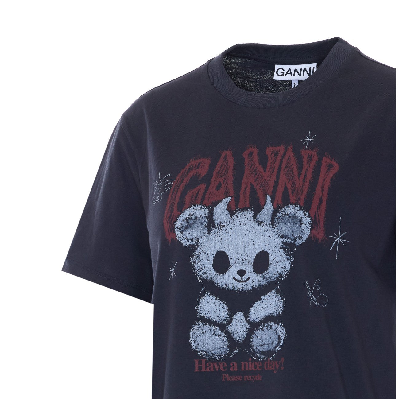 Ganni Women Logo T-Shirt With Bear Print GANNI
