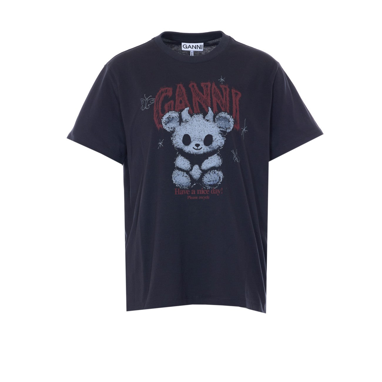 Ganni Women Logo T-Shirt With Bear Print GANNI
