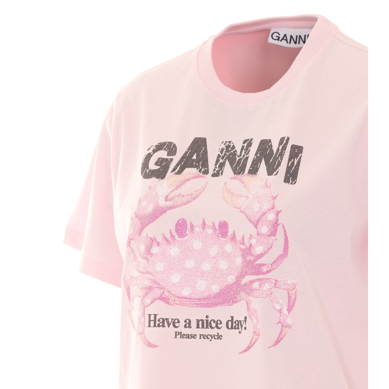 Ganni Women Logo T-Shirt With Crab Print GANNI
