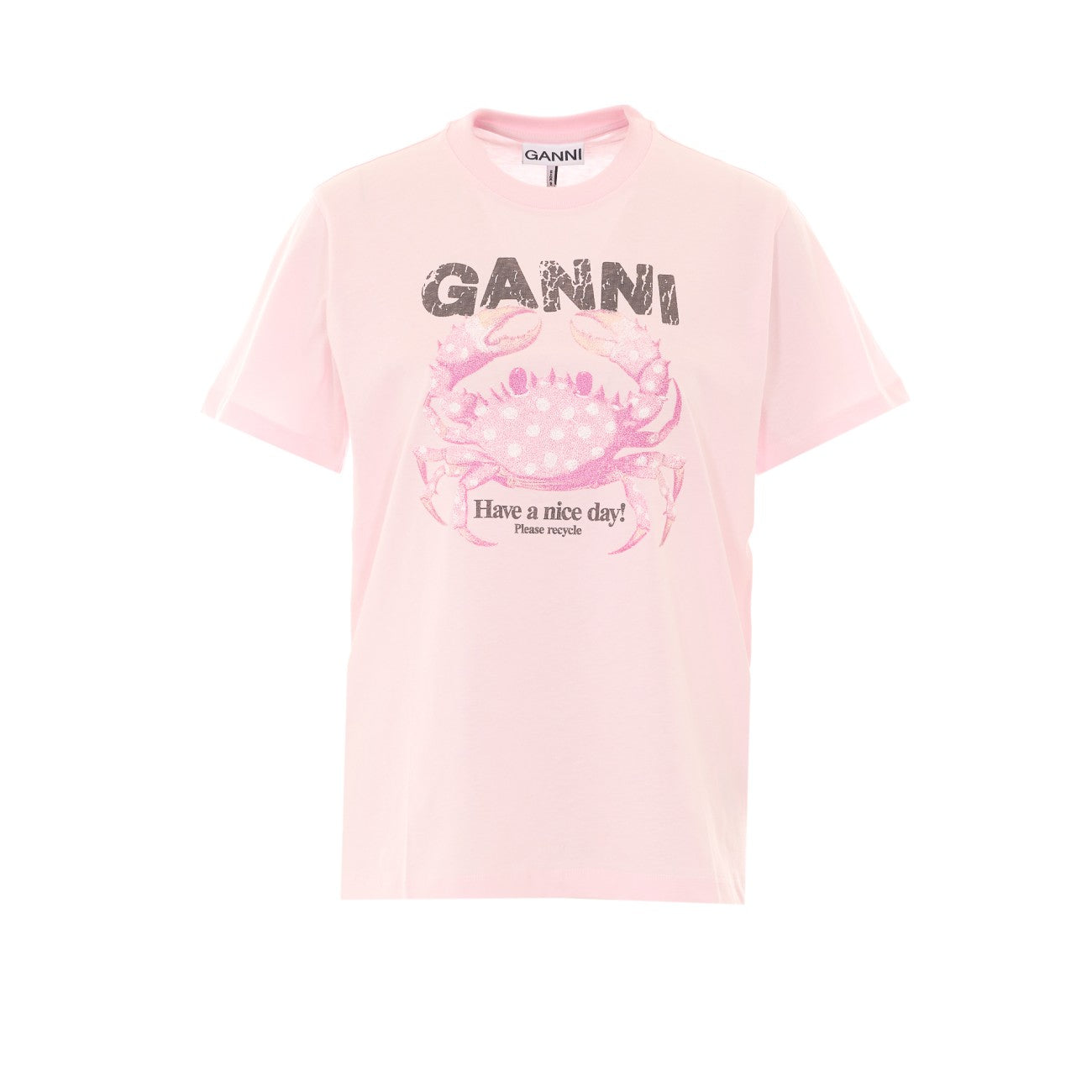 Ganni Women Logo T-Shirt With Crab Print GANNI