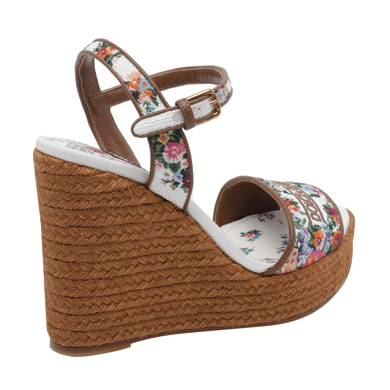 Dolce&Gabbana Women Logo Wedged Sandals With Embroidered Wire DOLCE & GABBANA