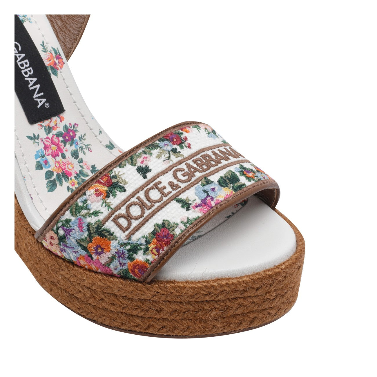 Dolce&Gabbana Women Logo Wedged Sandals With Embroidered Wire DOLCE & GABBANA