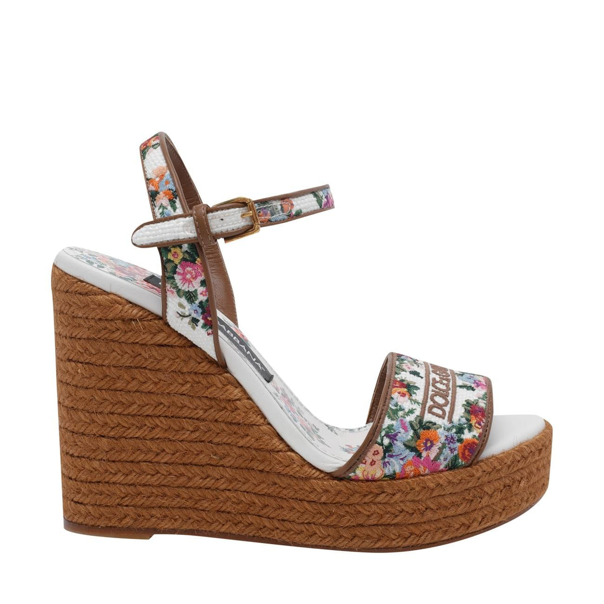 Dolce&Gabbana Women Logo Wedged Sandals With Embroidered Wire DOLCE & GABBANA