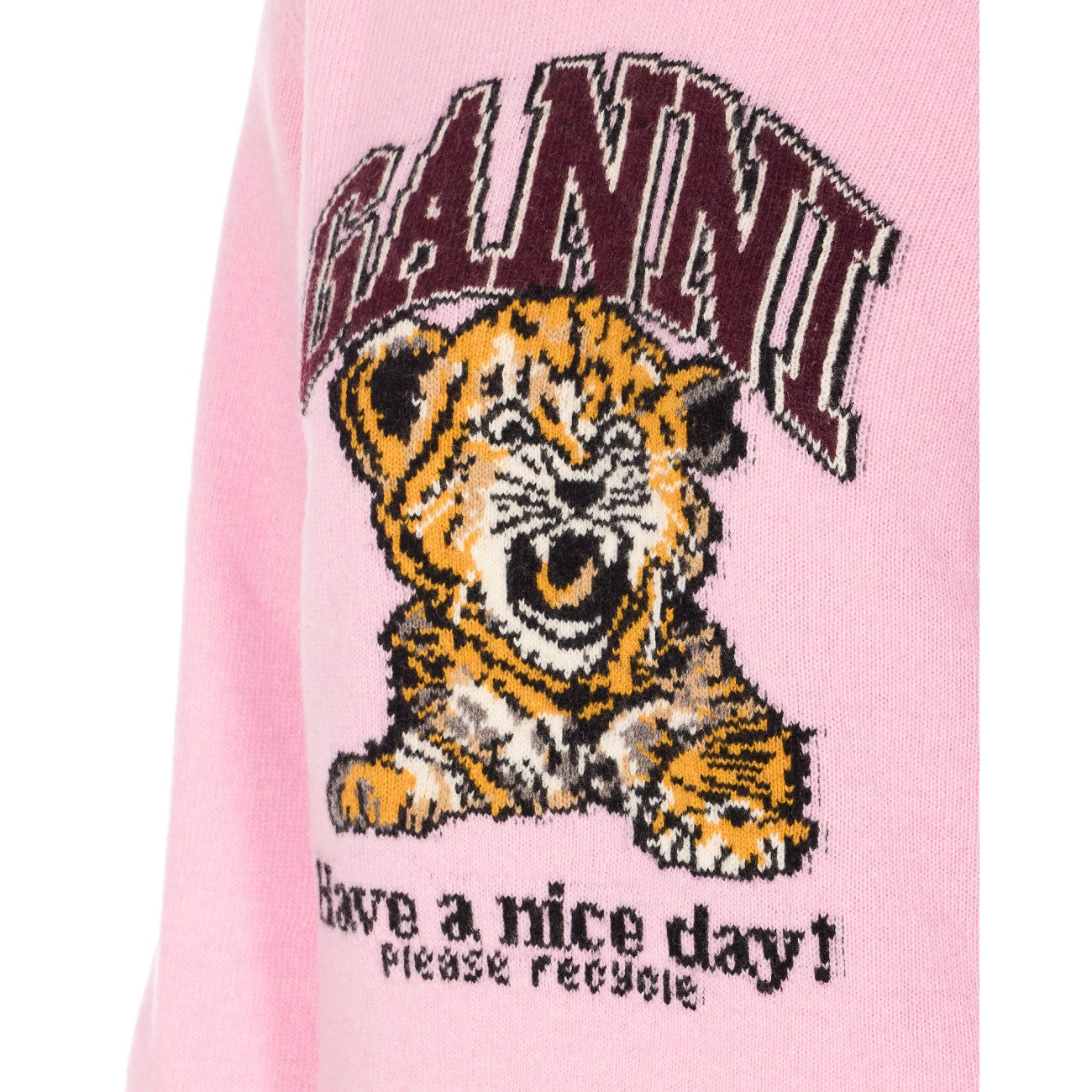 Ganni Women Logo Wool Jumper With Tiger Print GANNI