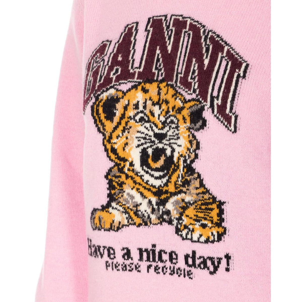 Ganni Women Logo Wool Jumper With Tiger Print GANNI