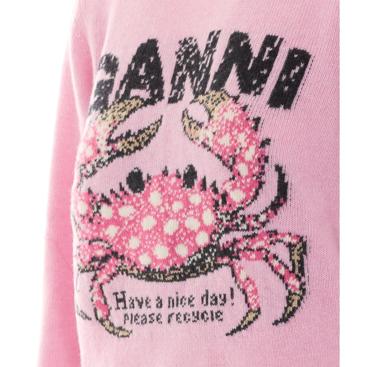 Ganni Women Logo Wool Sweater With Crab Print GANNI