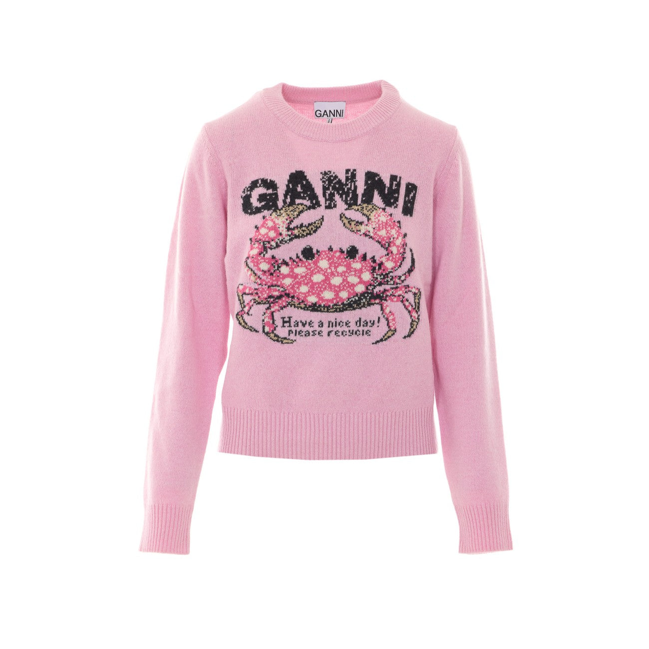 Ganni Women Logo Wool Sweater With Crab Print GANNI