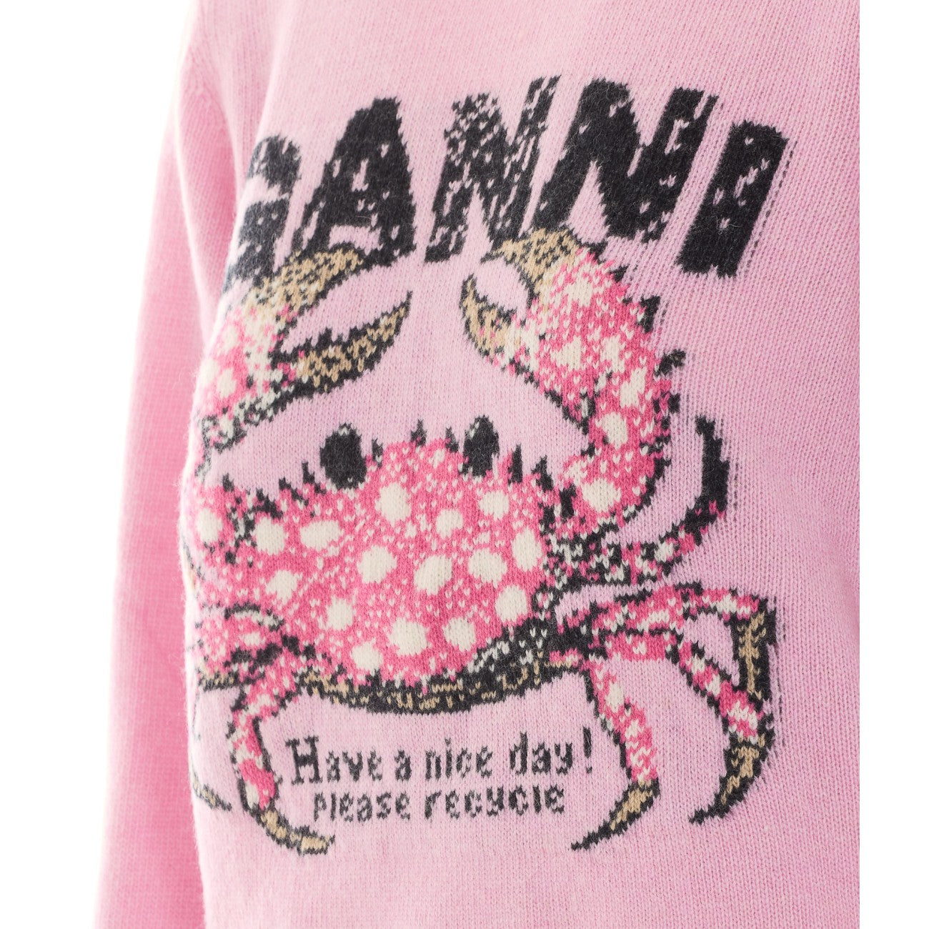 Ganni Women Logo Wool Sweater With Crab Print GANNI