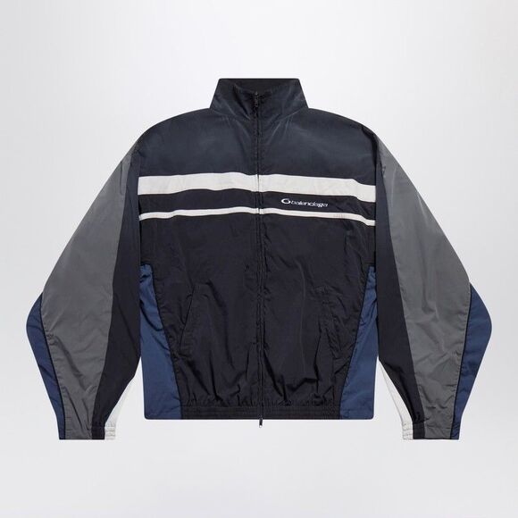 Balenciaga Black/Navy/Grey 50/50 Technical Fabric Tracksuit Jacket Men BALENCIAGA