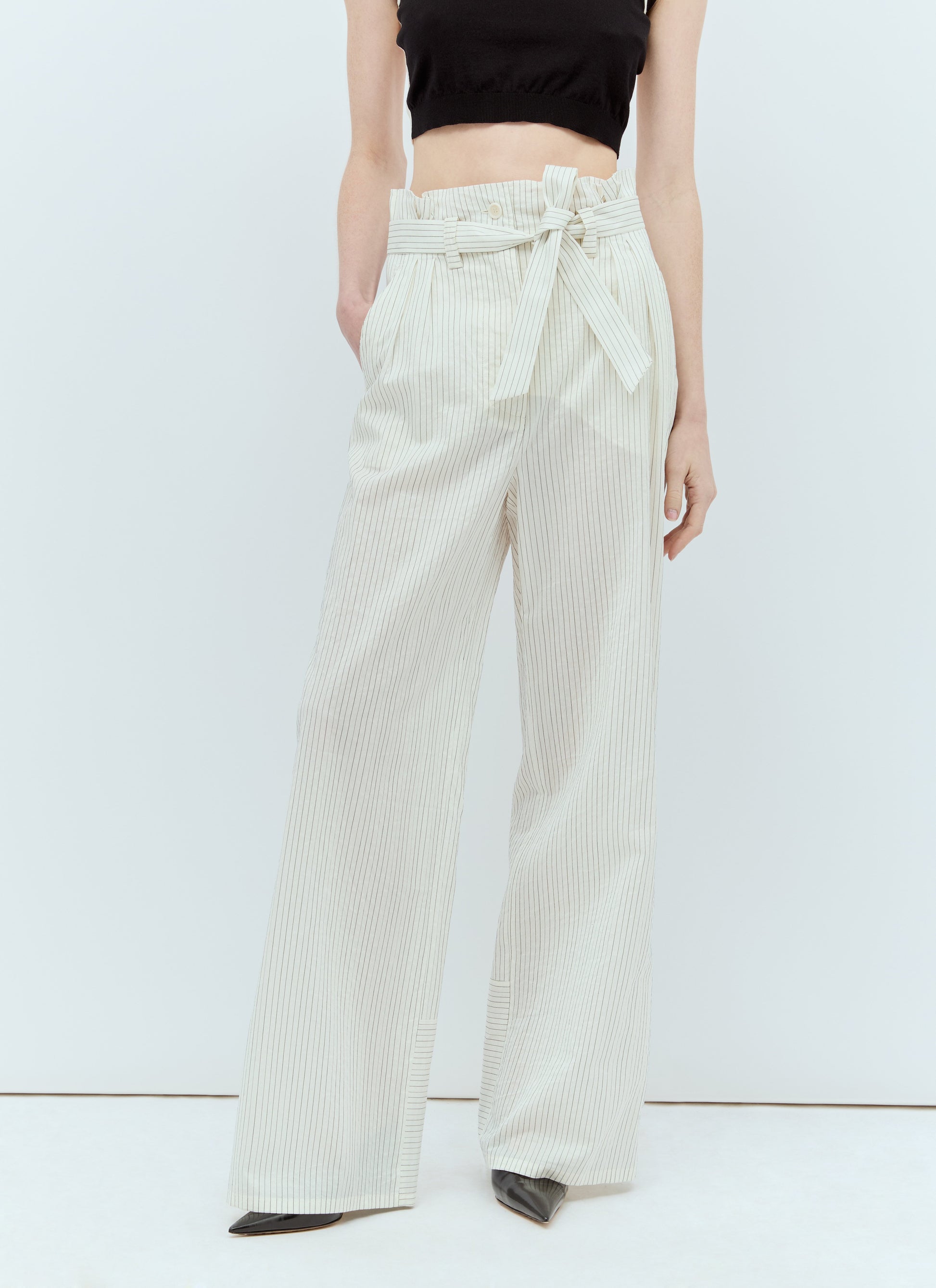 Max Mara Women Pinstriped Canvas Pants MAX MARA