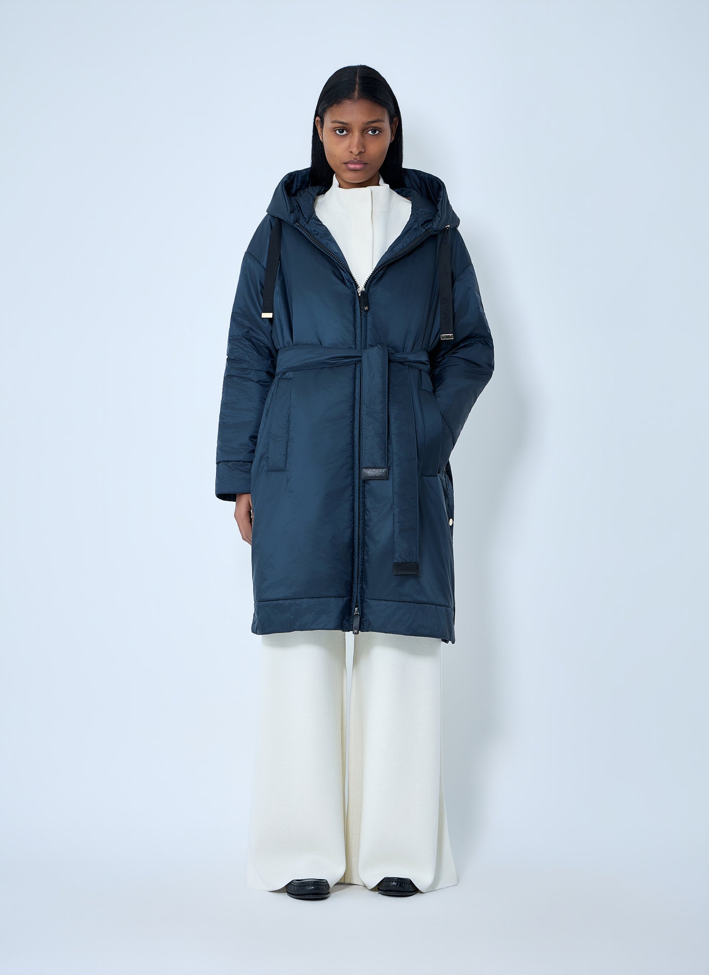 Max Mara Women Hooded Quilted Coat With Belt MAX MARA