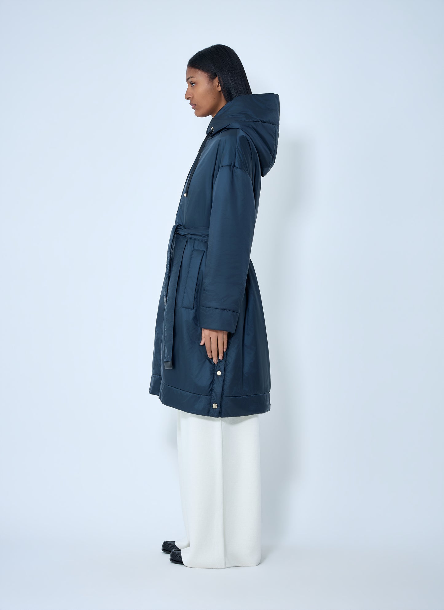 Max Mara Women Hooded Quilted Coat With Belt MAX MARA