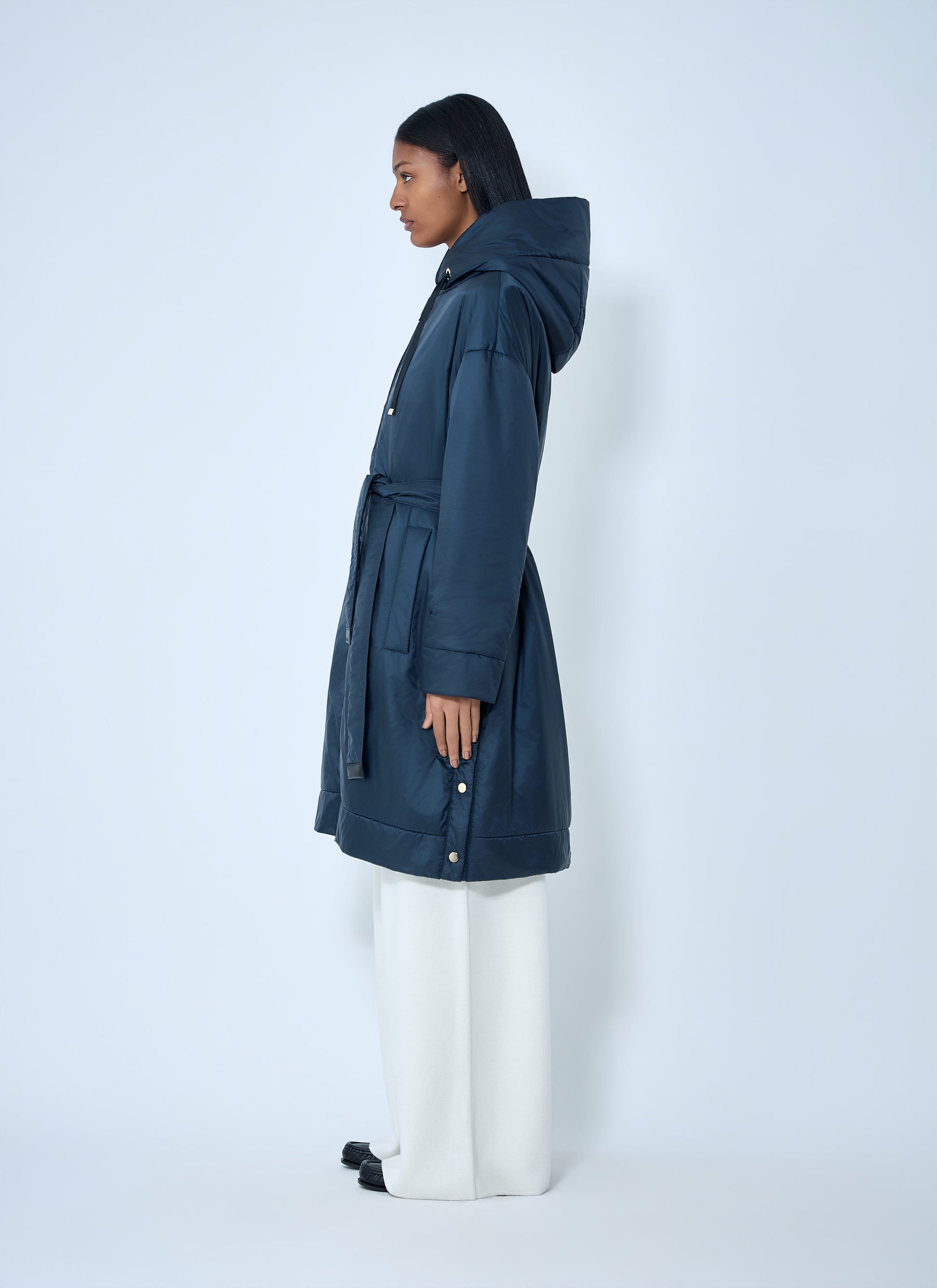 Max Mara Women Hooded Quilted Coat With Belt MAX MARA