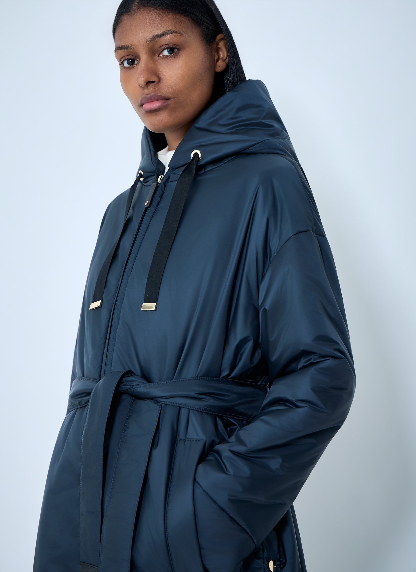 Max Mara Women Hooded Quilted Coat With Belt MAX MARA