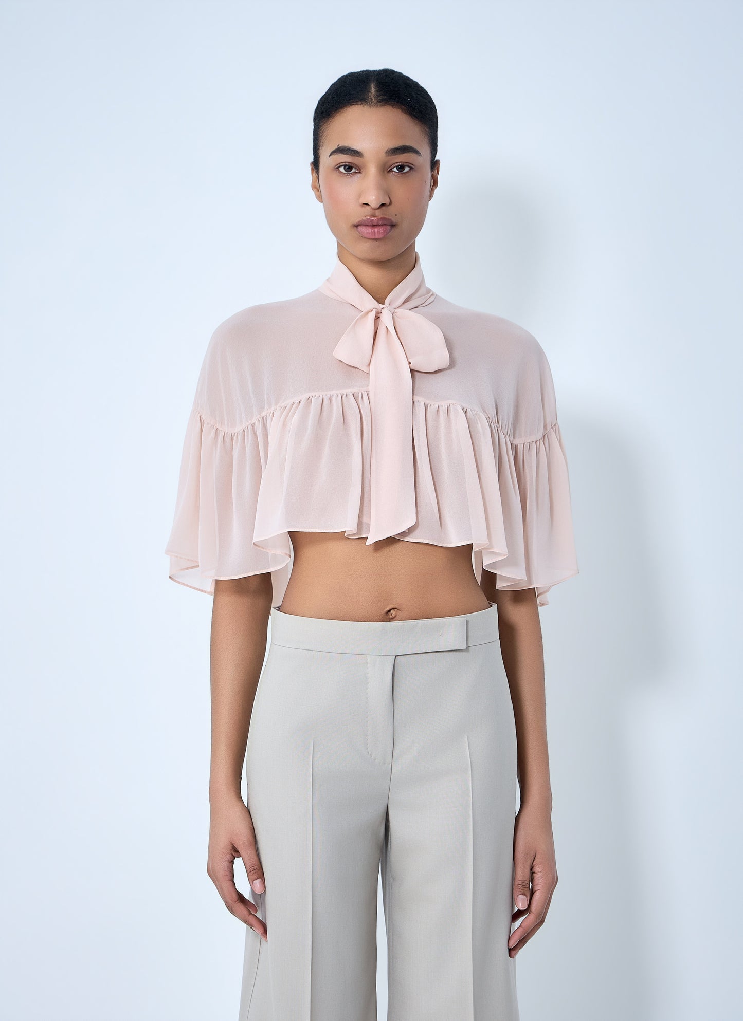 Max Mara Women Silk Chiffon Cropped Blouse MAX MARA