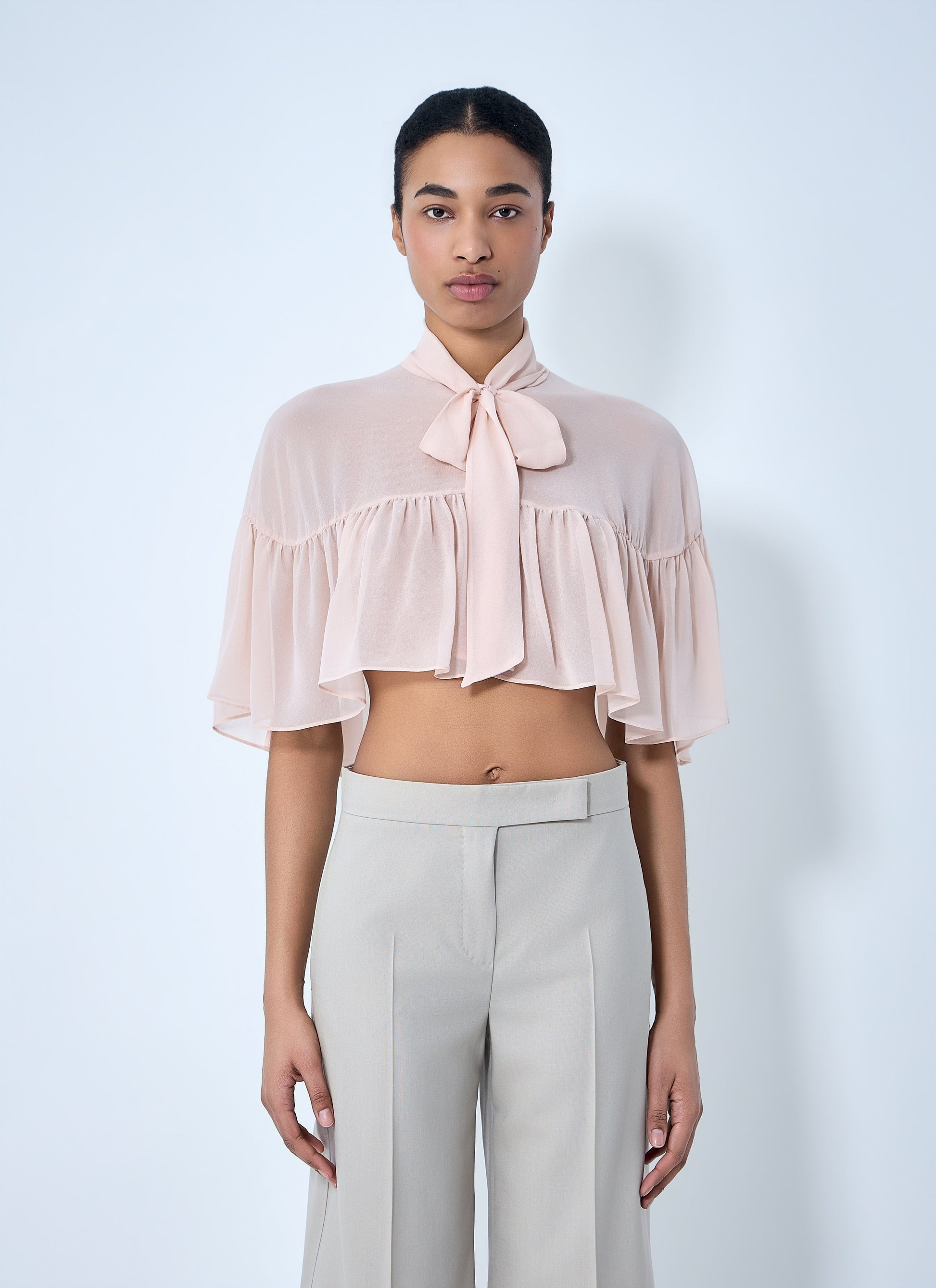 Max Mara Women Silk Chiffon Cropped Blouse MAX MARA