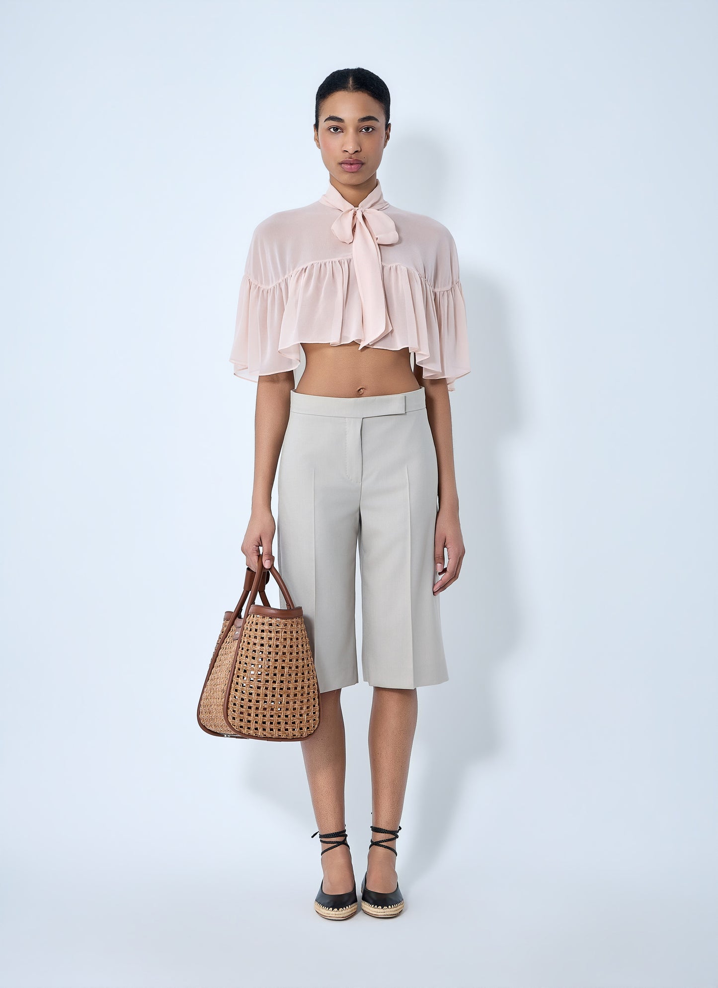 Max Mara Women Silk Chiffon Cropped Blouse MAX MARA