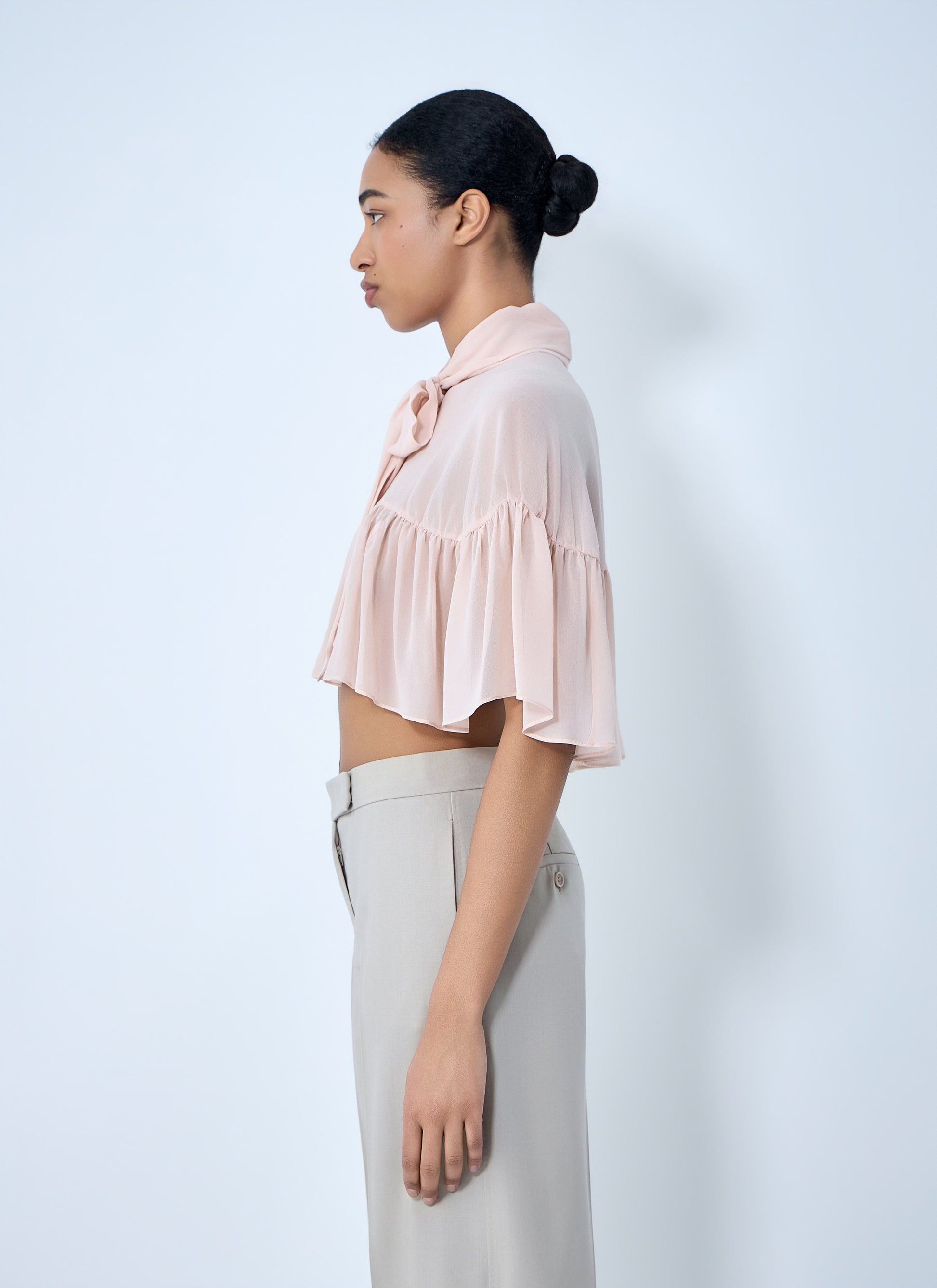 Max Mara Women Silk Chiffon Cropped Blouse MAX MARA