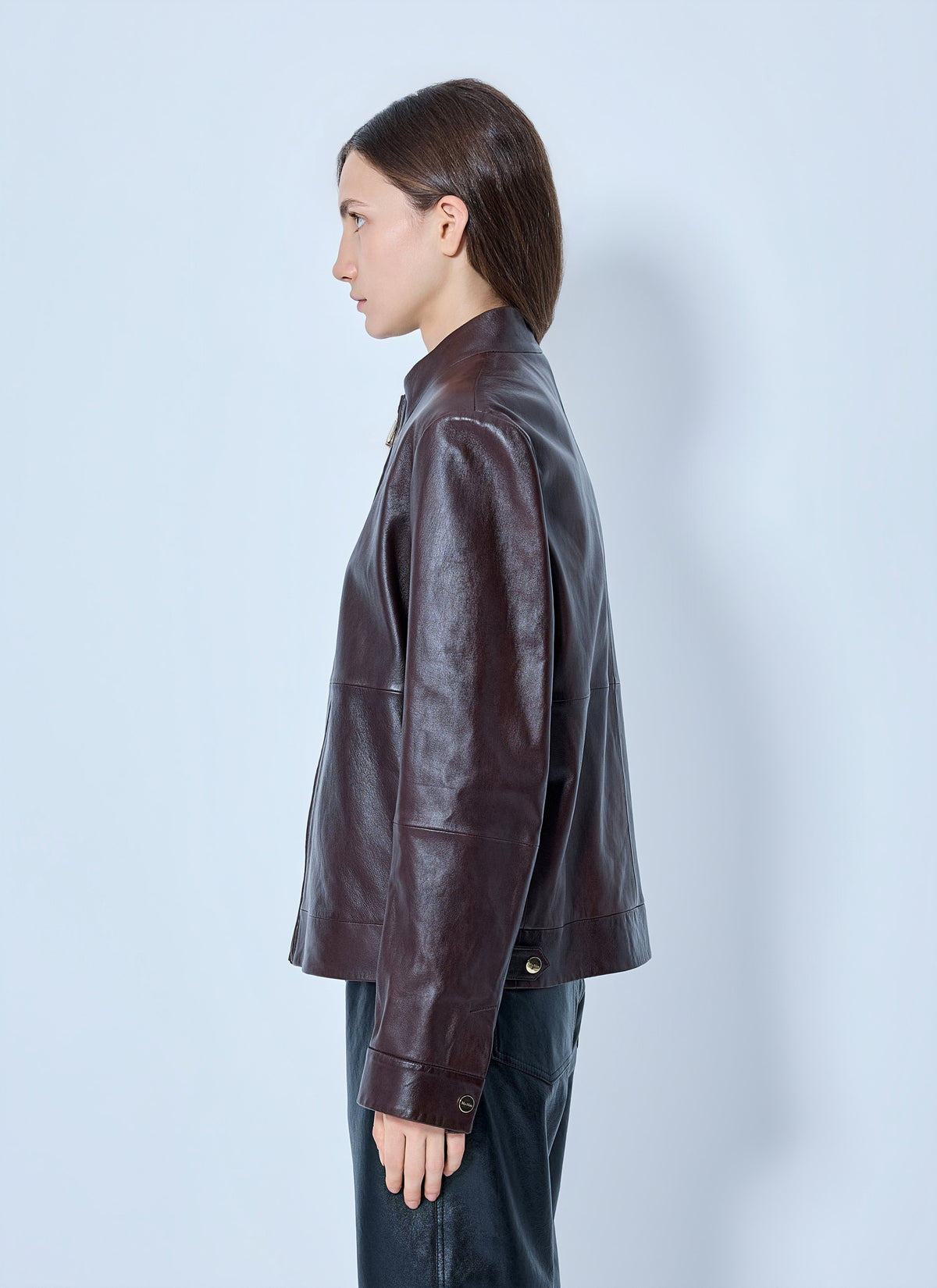 Max Mara Women High-Collar Leather Jacket MAX MARA