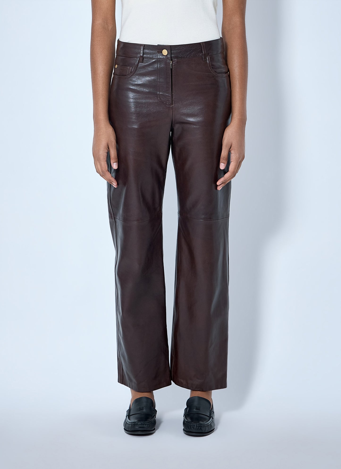 Max Mara Women Leather Wide-Leg Trousers MAX MARA