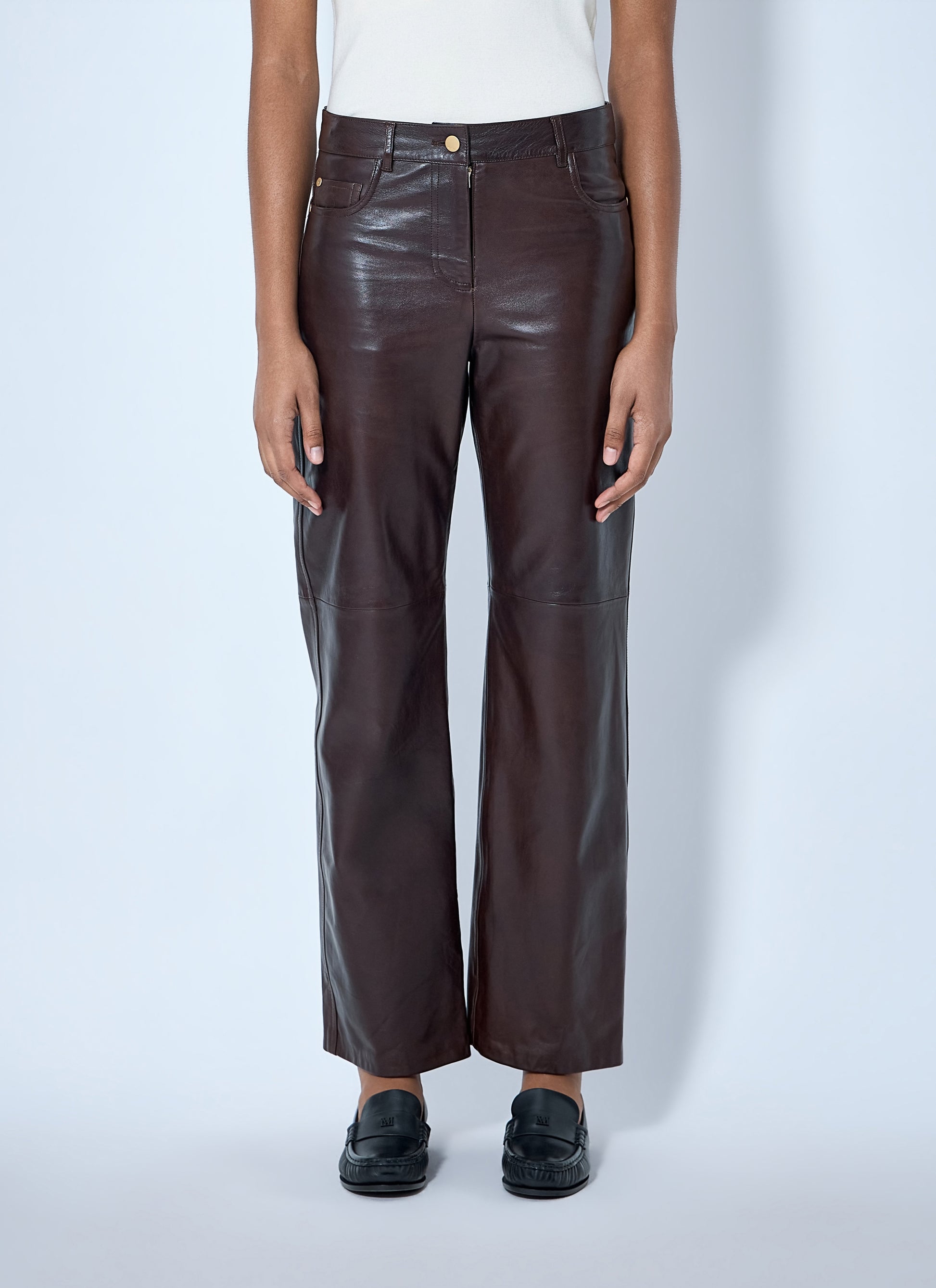 Max Mara Women Leather Wide-Leg Trousers MAX MARA