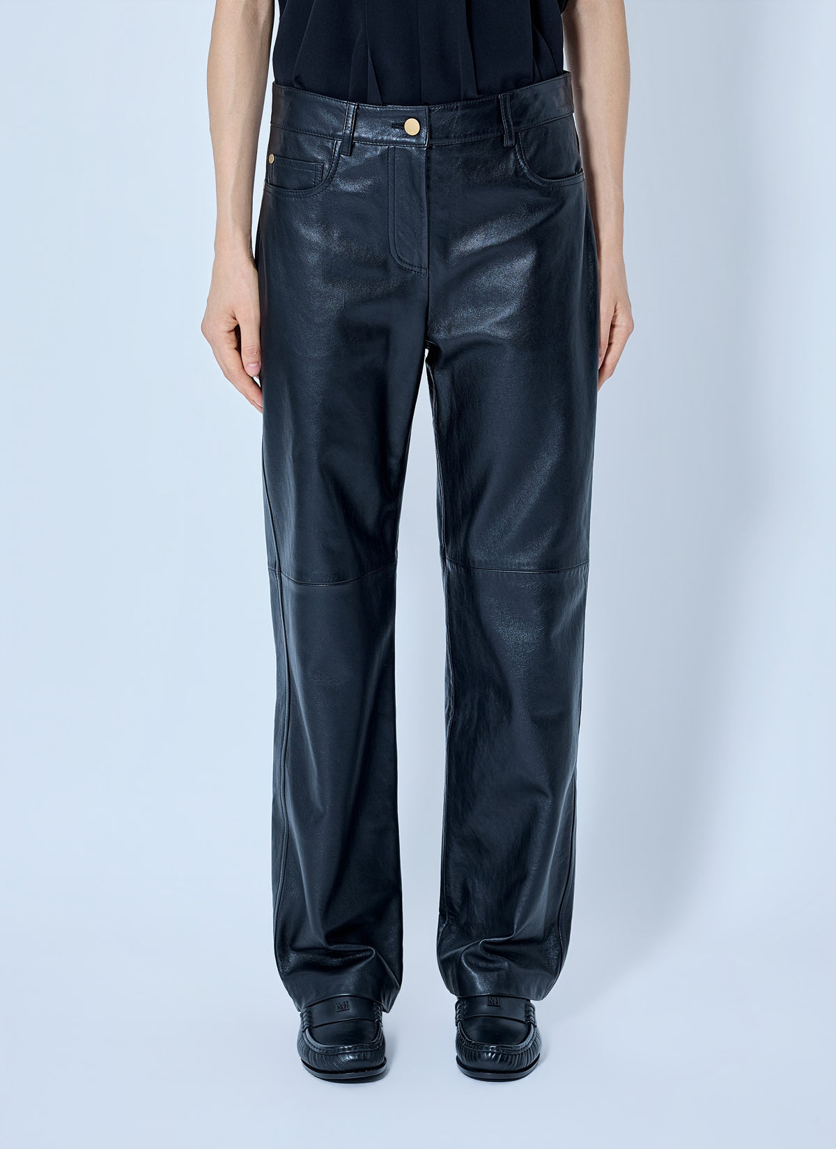 Max Mara Women Leather Straight-Leg Trousers MAX MARA