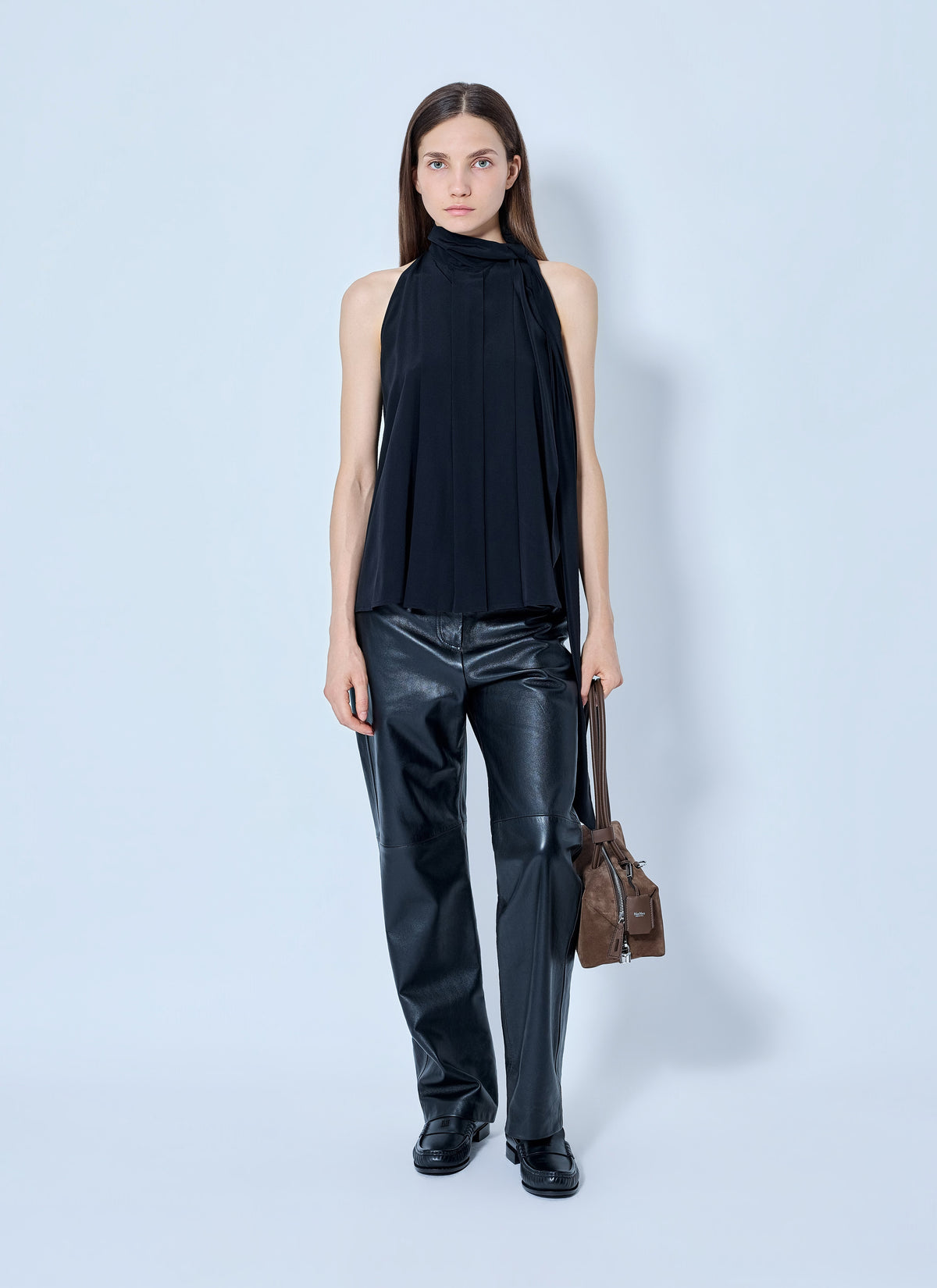 Max Mara Women Leather Straight-Leg Trousers MAX MARA