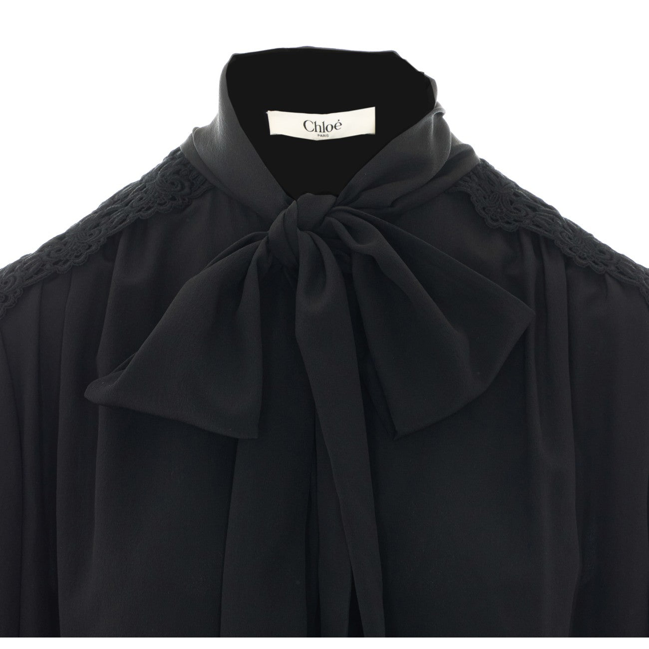 Chloe' Women Maxi Gathered Lavallière Blouse In Crêpe De Chine CHLOE