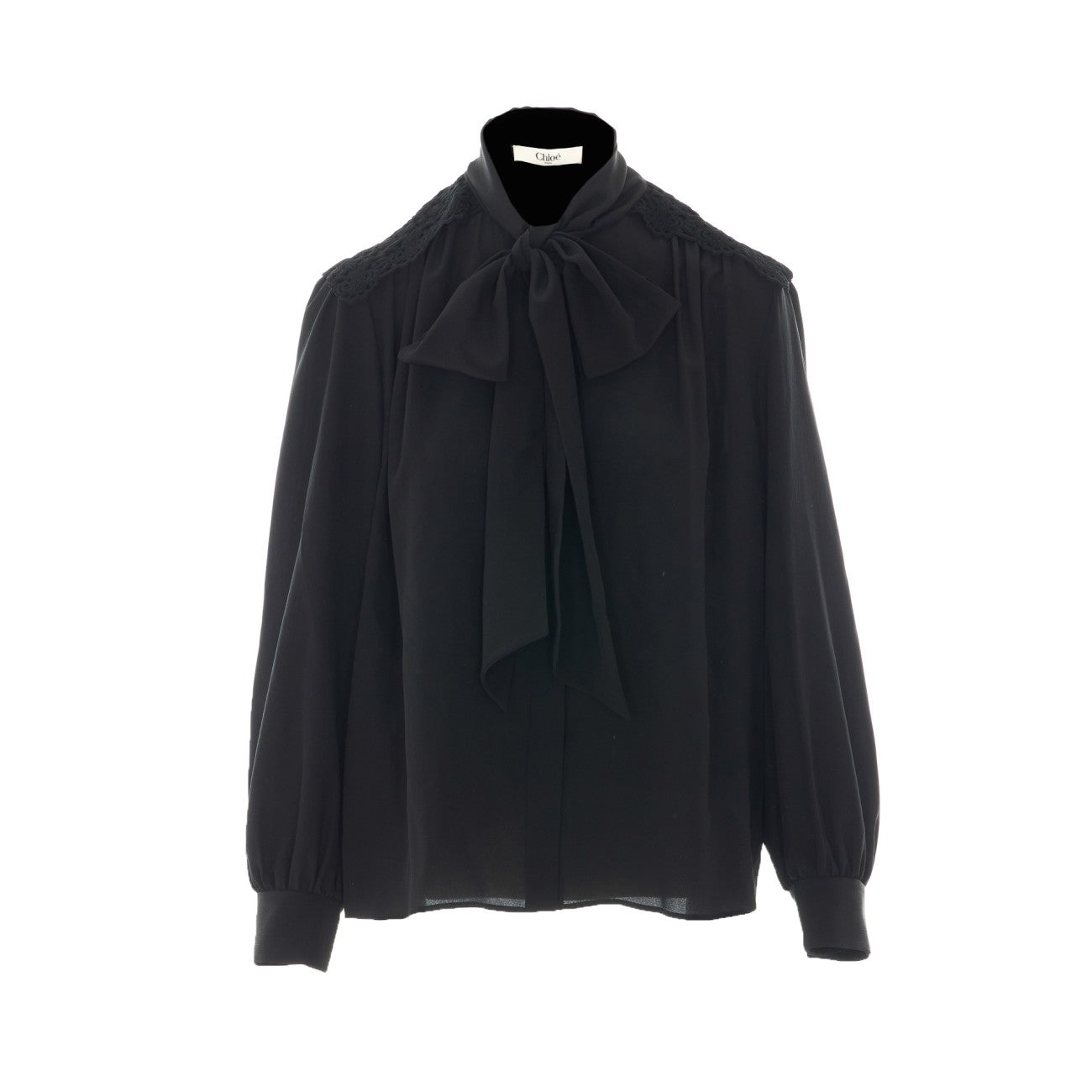 Chloe' Women Maxi Gathered Lavallière Blouse In Crêpe De Chine CHLOE