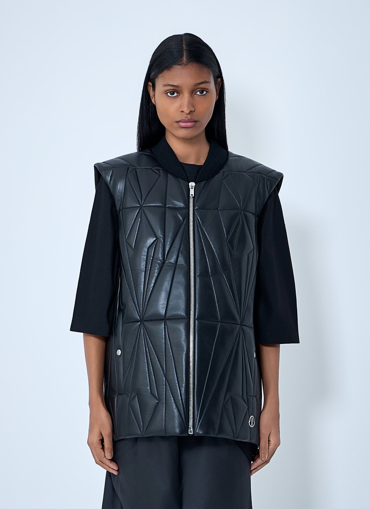 Moncler + Rick Owens Men Geocamo Flight Leather Hooded Gilet MONCLER