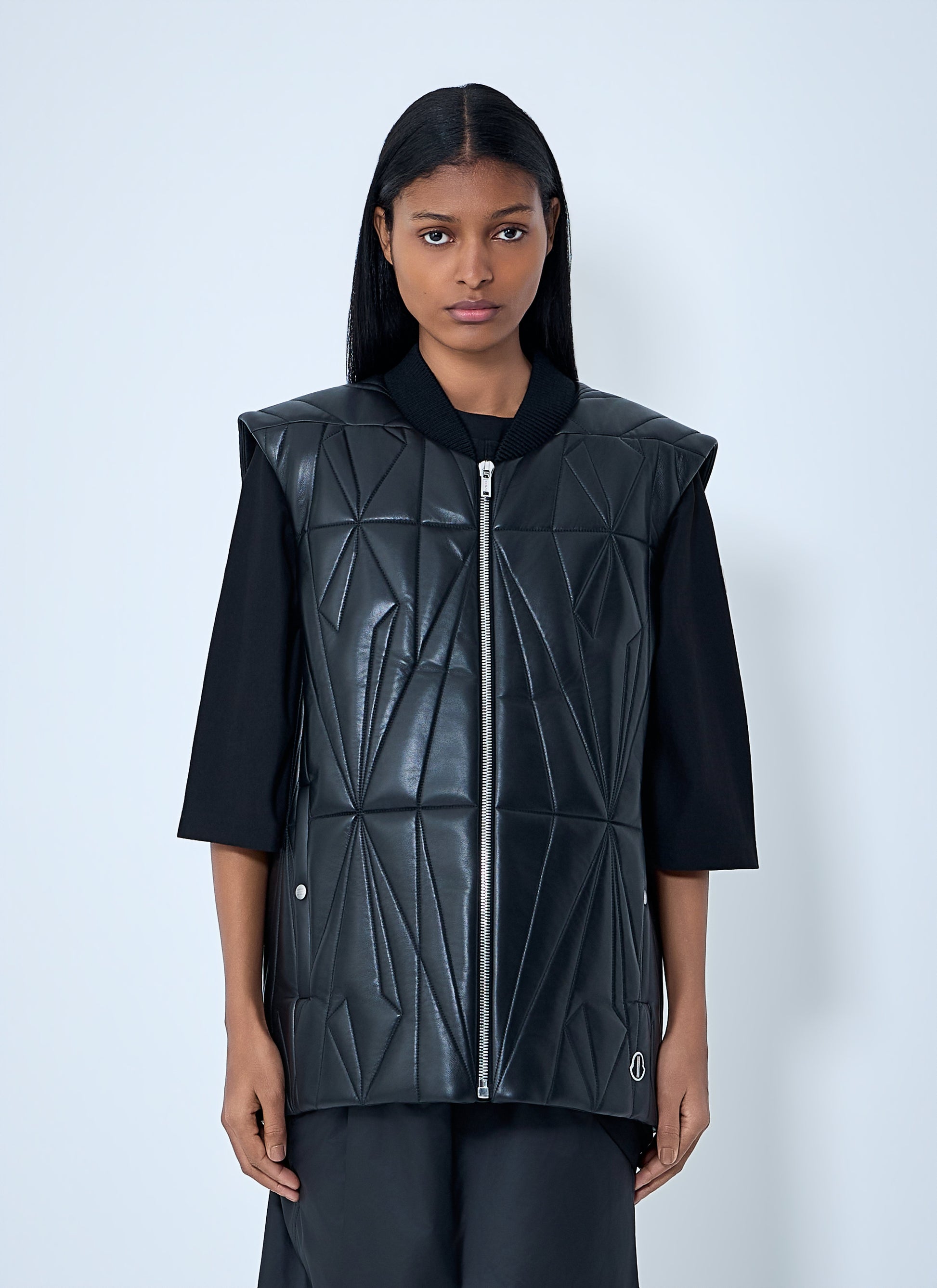 Moncler + Rick Owens Men Geocamo Flight Leather Hooded Gilet MONCLER