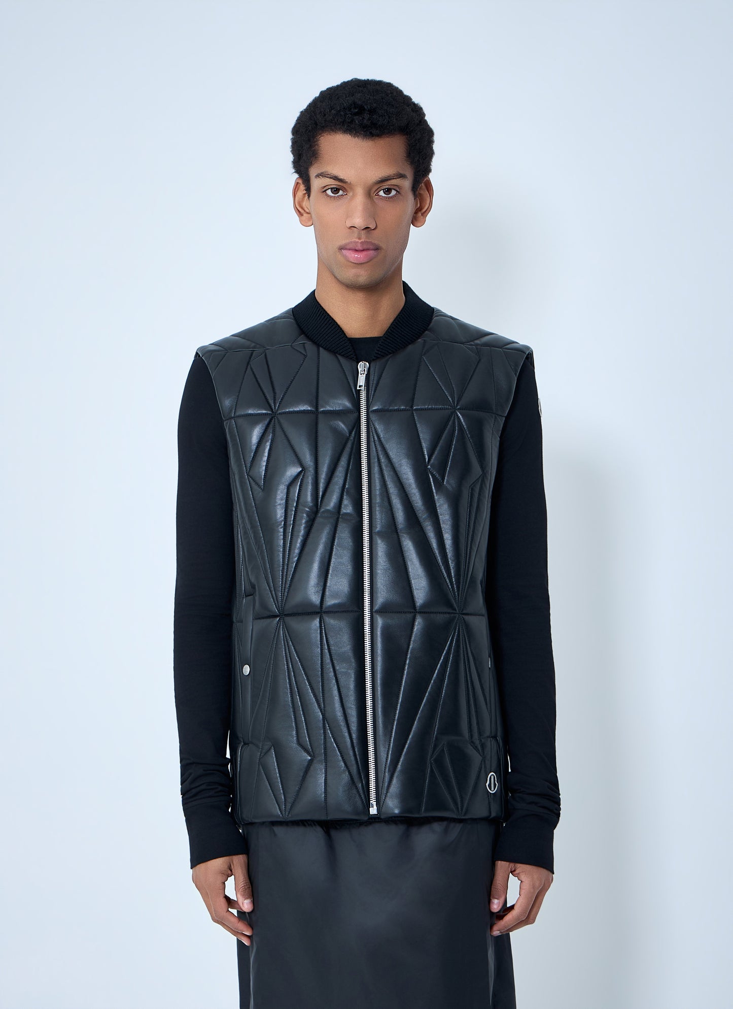 Moncler + Rick Owens Men Geocamo Flight Leather Hooded Gilet MONCLER