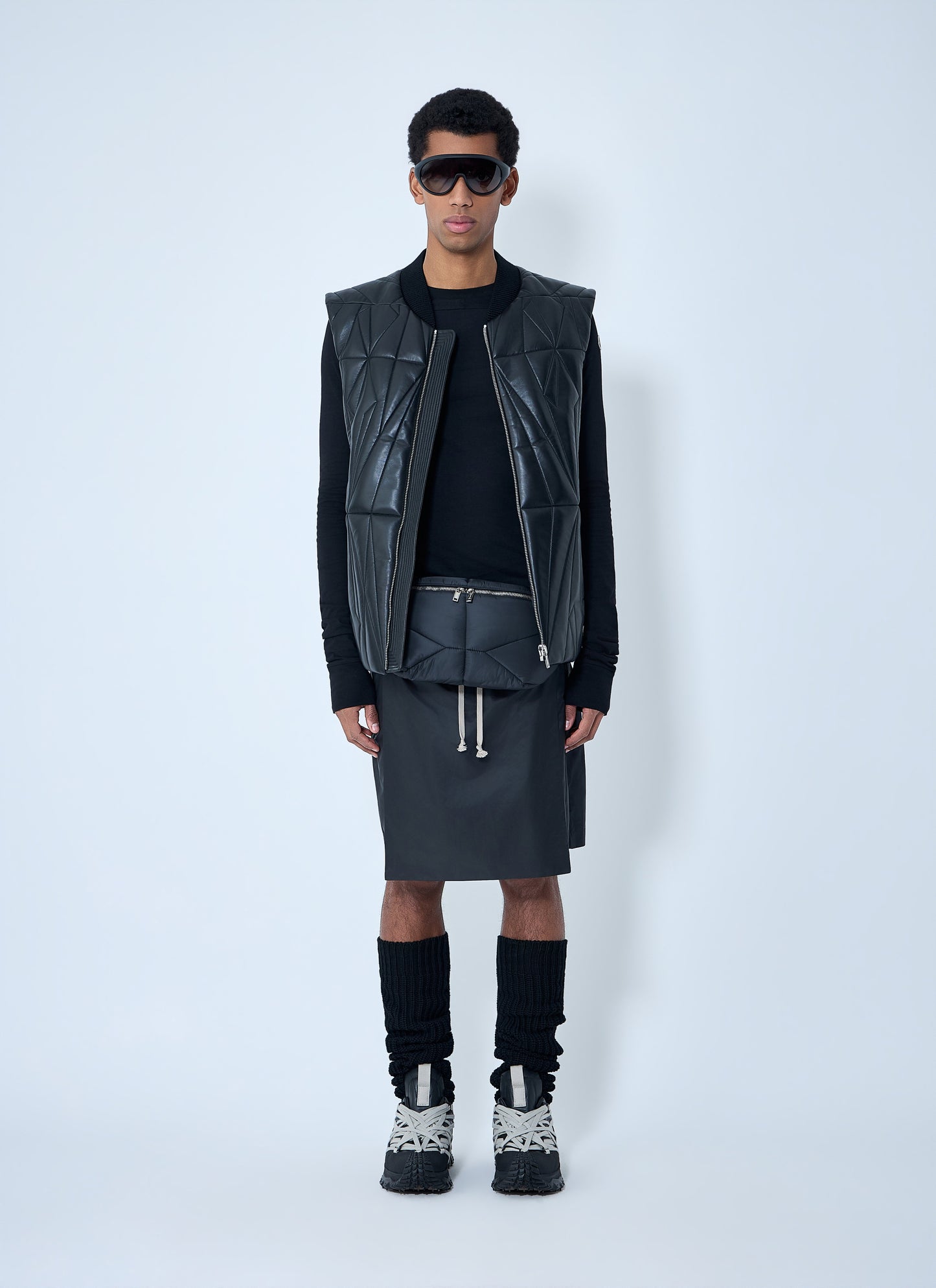 Moncler + Rick Owens Men Geocamo Flight Leather Hooded Gilet MONCLER