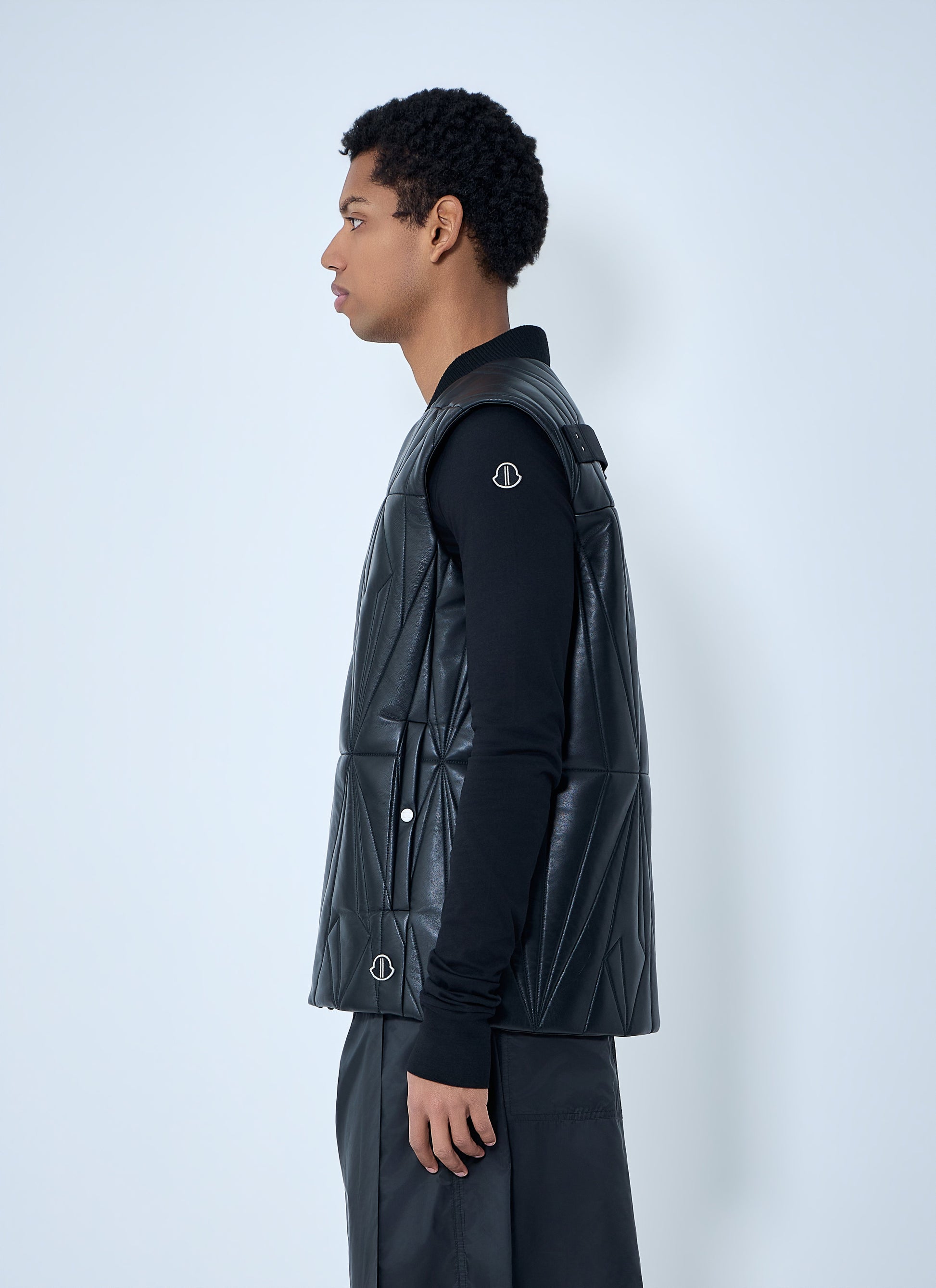 Moncler + Rick Owens Men Geocamo Flight Leather Hooded Gilet MONCLER