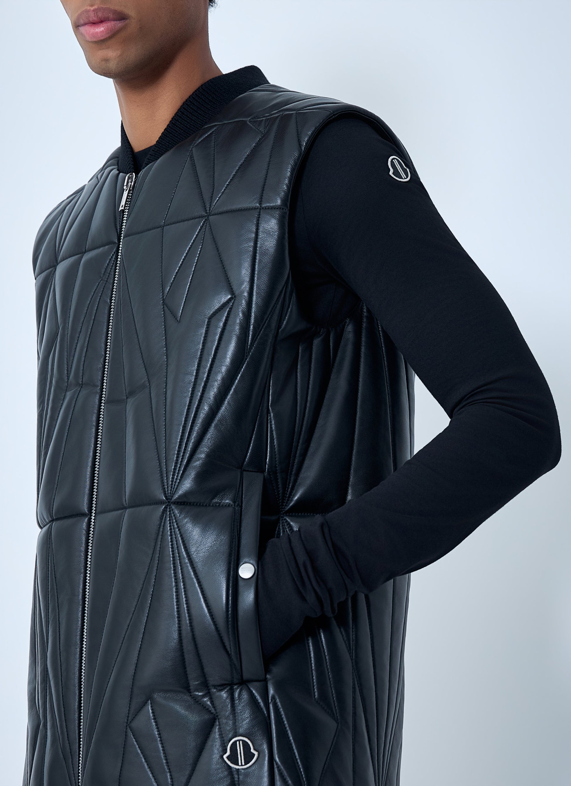 Moncler + Rick Owens Men Geocamo Flight Leather Hooded Gilet MONCLER