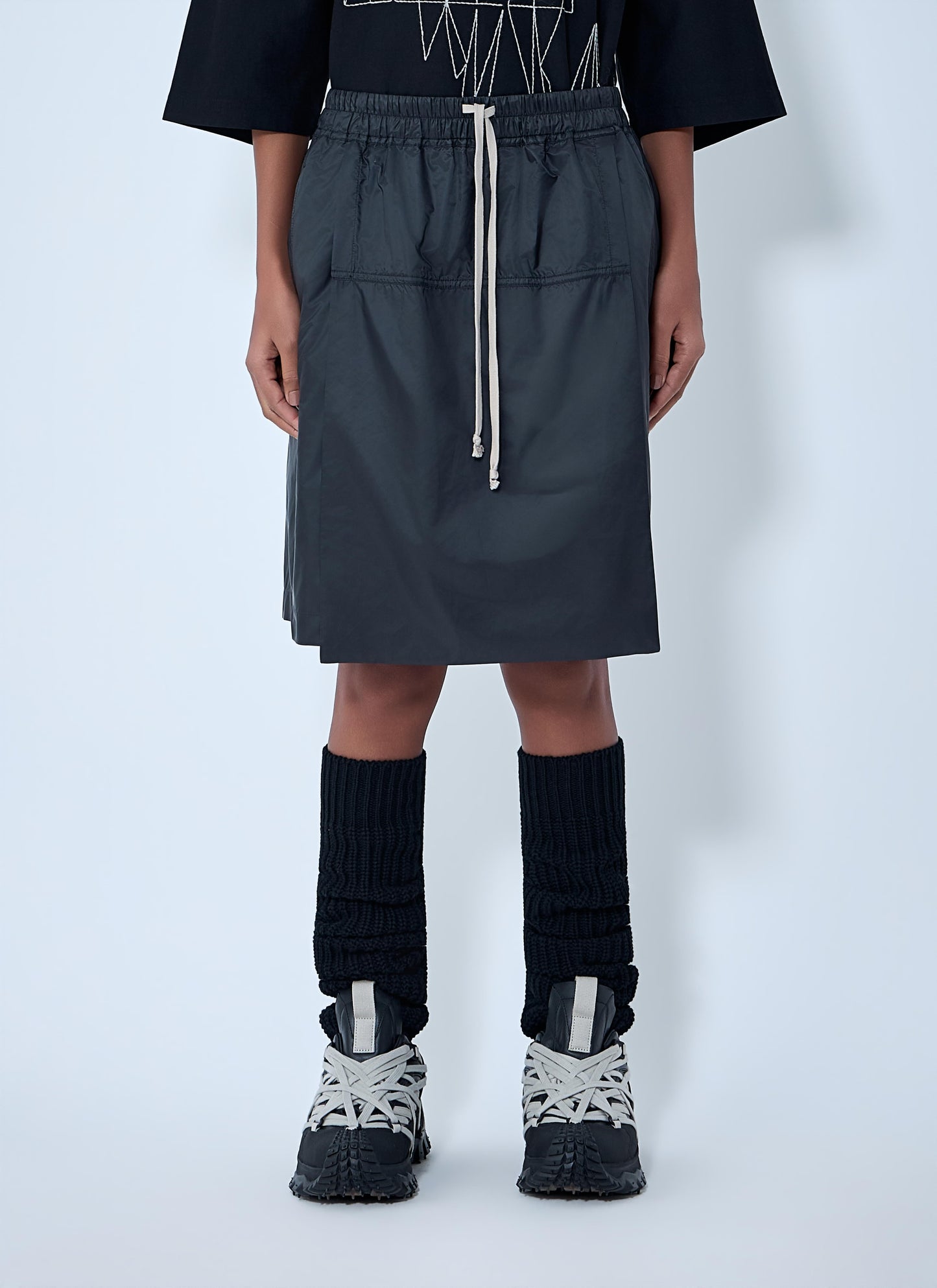 Moncler + Rick Owens Women Drawstring Midi Kilt Shorts MONCLER