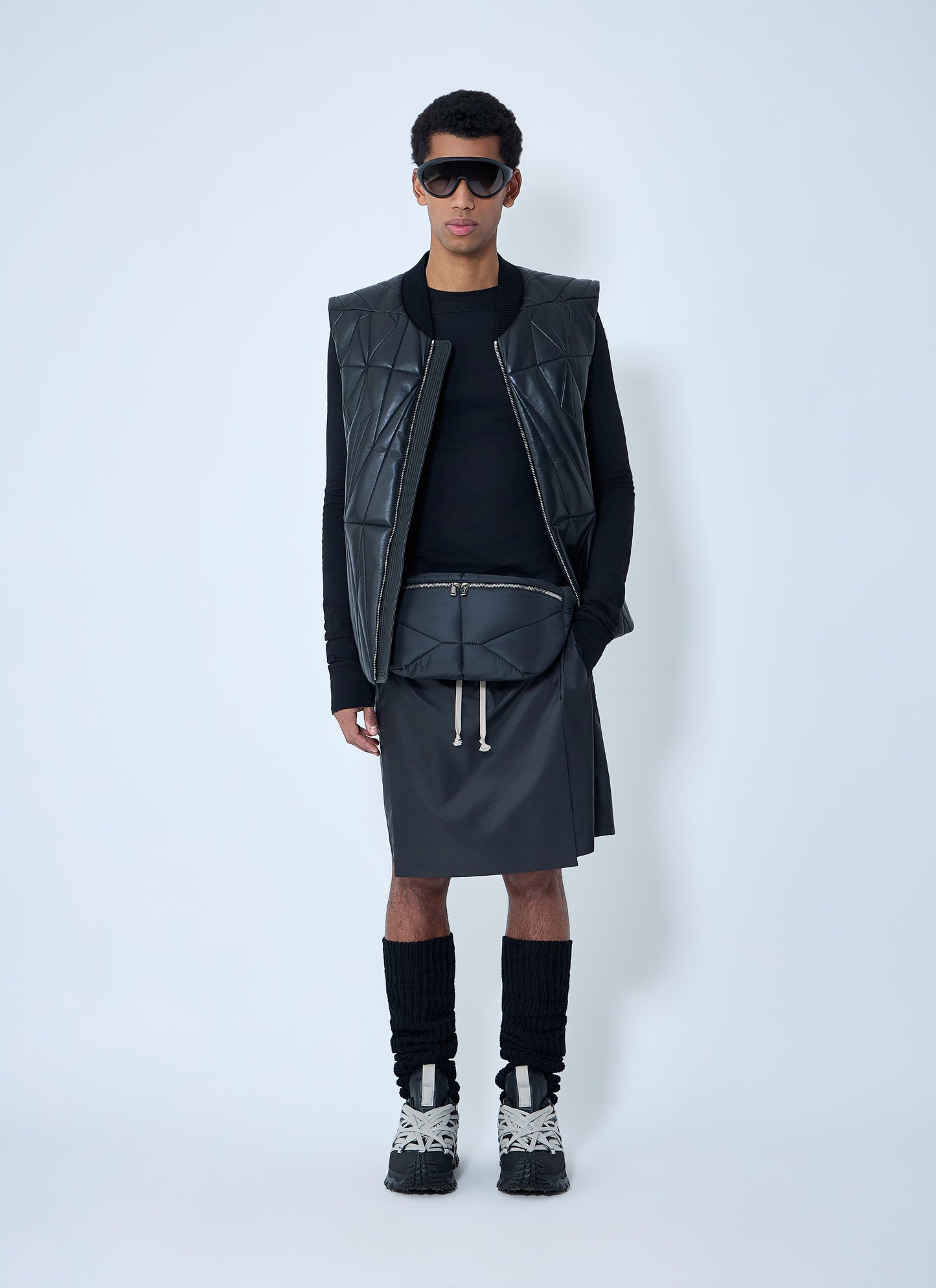 Moncler + Rick Owens Women Drawstring Midi Kilt Shorts MONCLER
