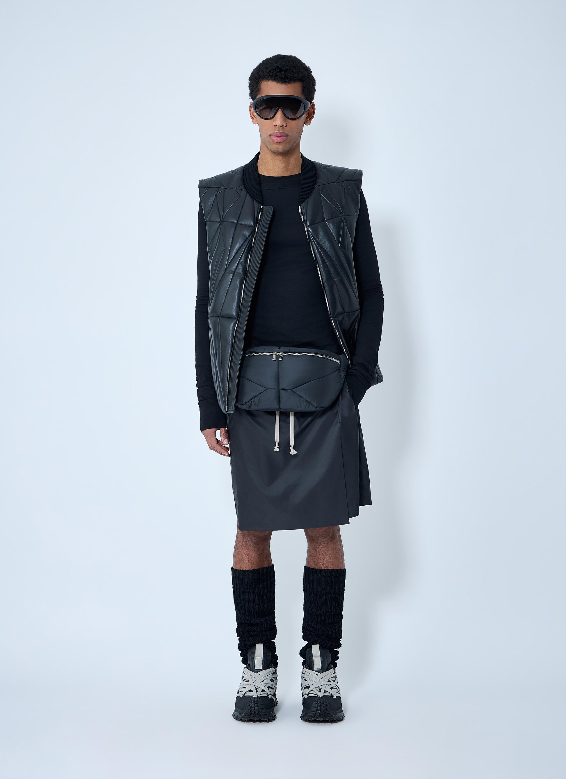 Moncler + Rick Owens Women Drawstring Midi Kilt Shorts MONCLER