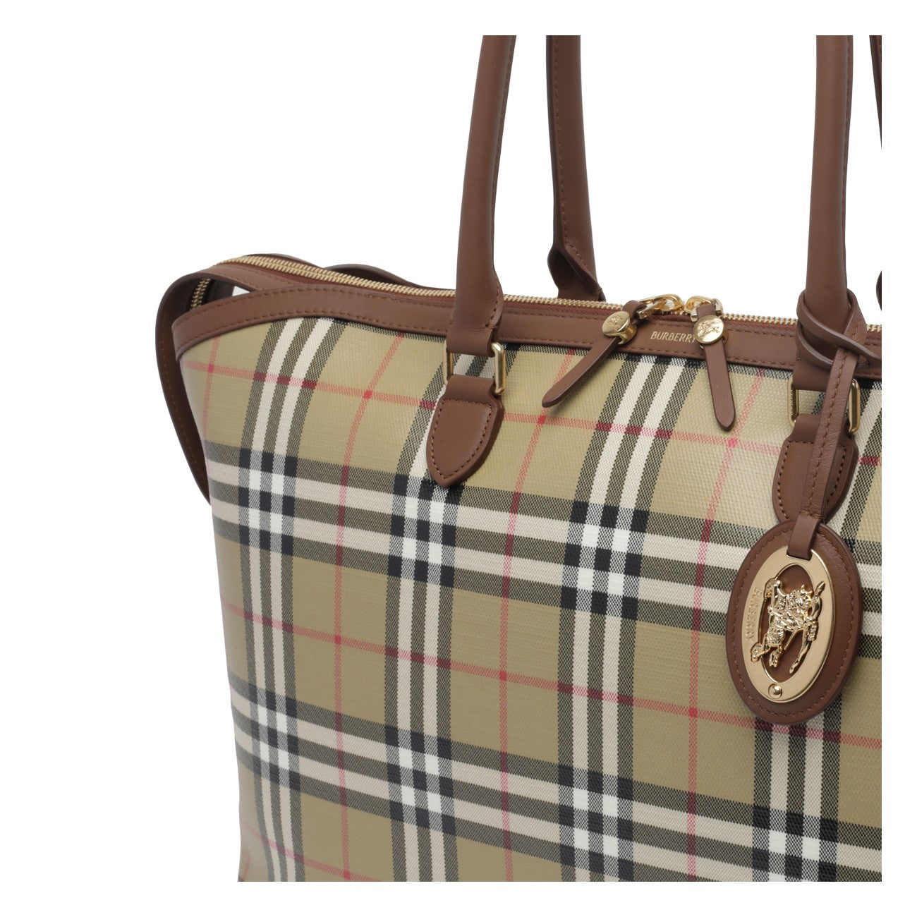 Burberry Women Medium Check Zip Tote Bag BURBERRY