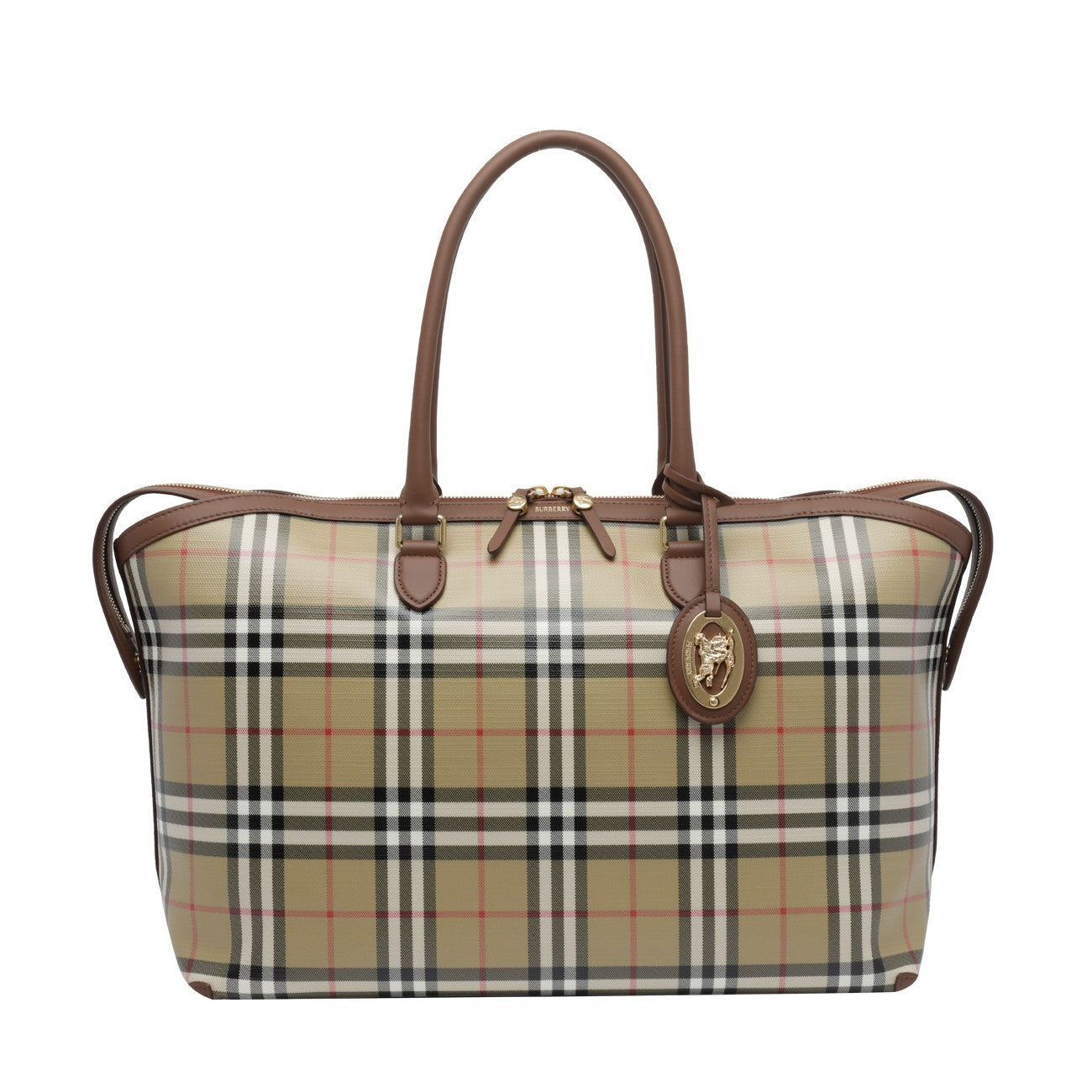 Burberry Women Medium Check Zip Tote Bag BURBERRY